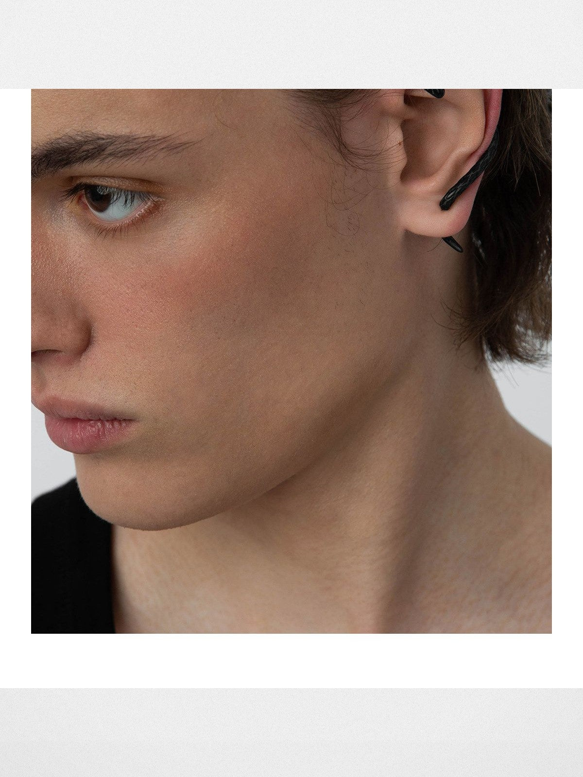 BLACKHEAD Exaggerated Snake Ear Cuff in Silver - On Male Model