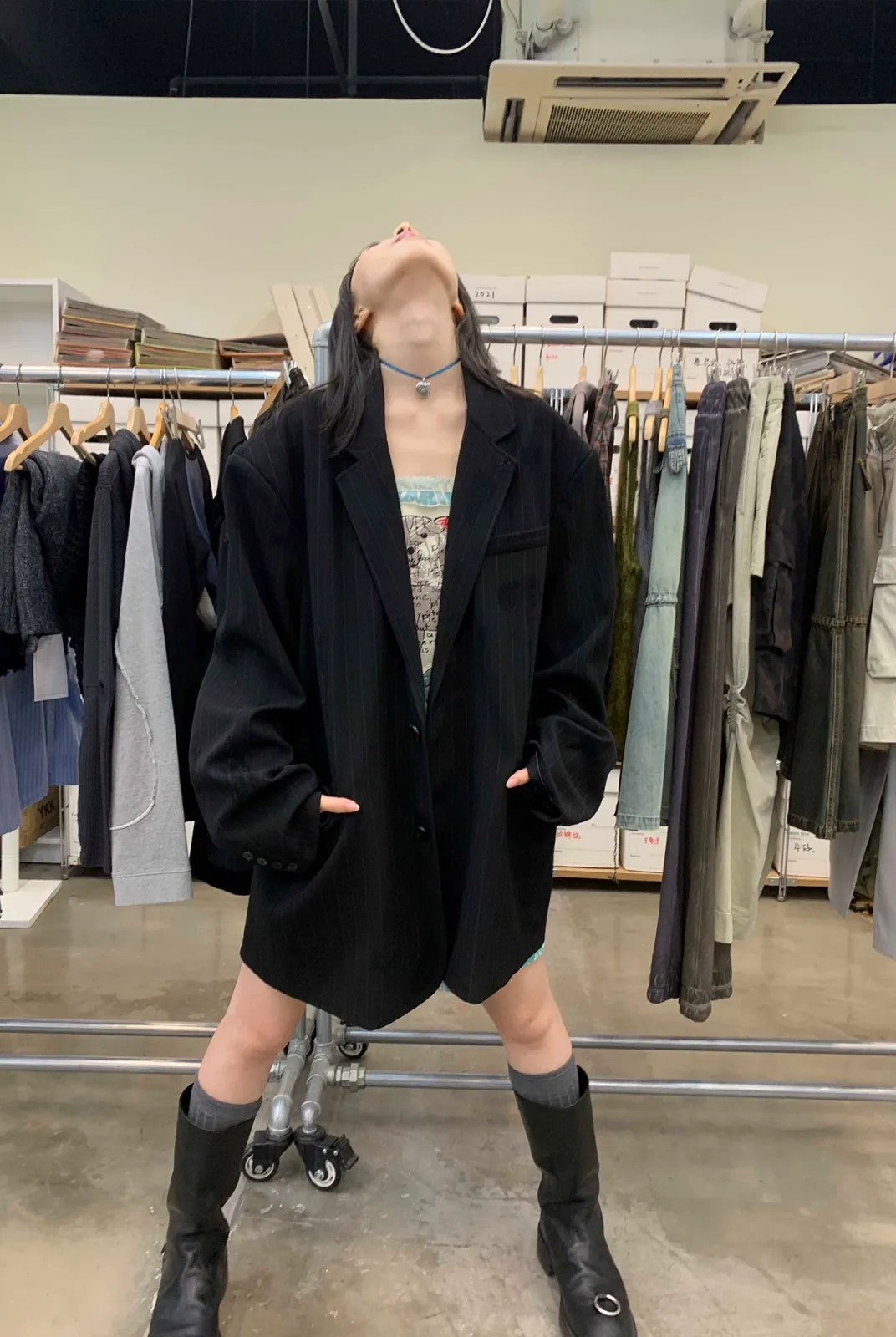 NeverSeez Hand Distressed Embroidered Blazer in Brown