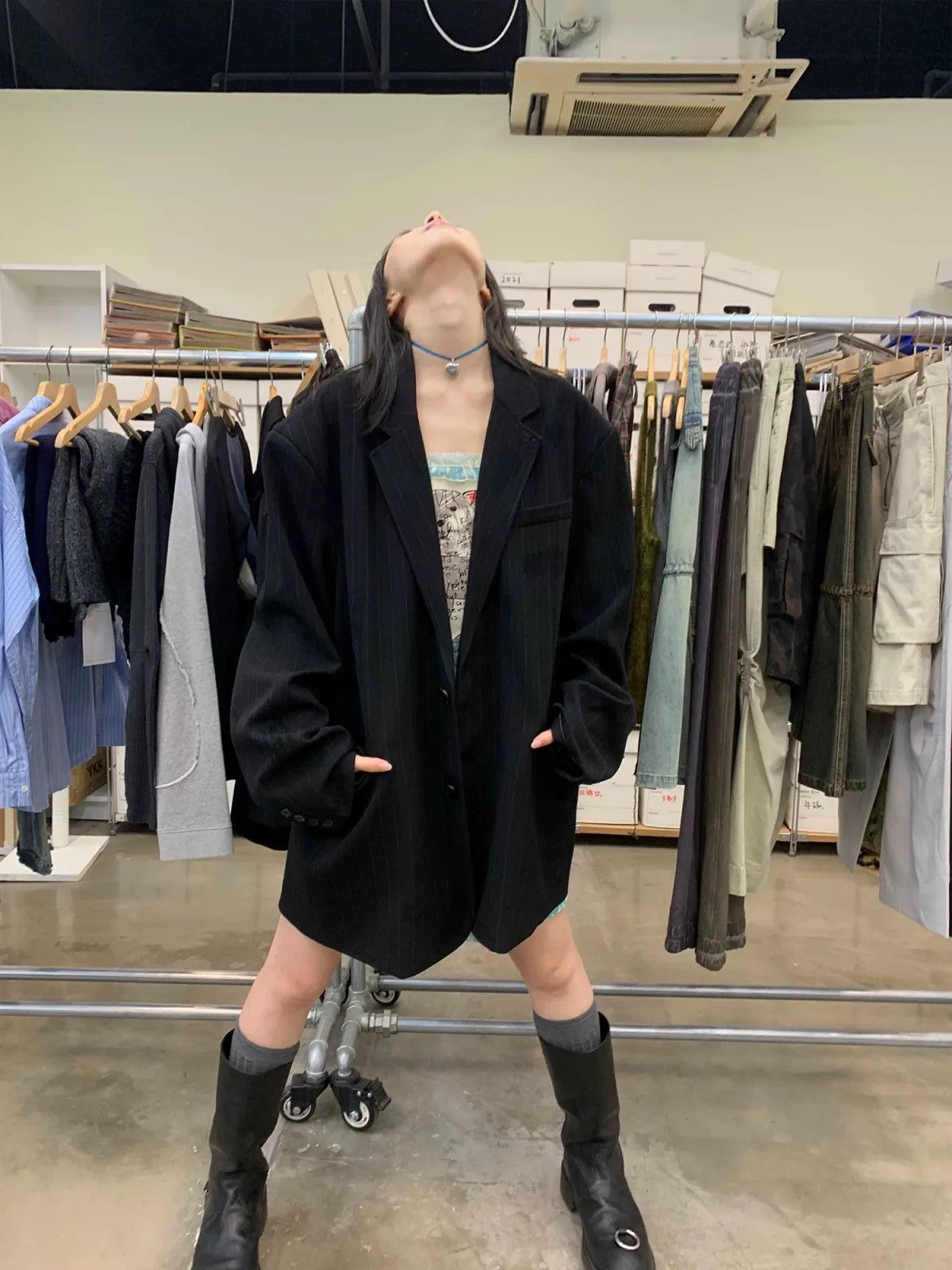 NeverSeez Hand Distressed Embroidered Blazer in Brown