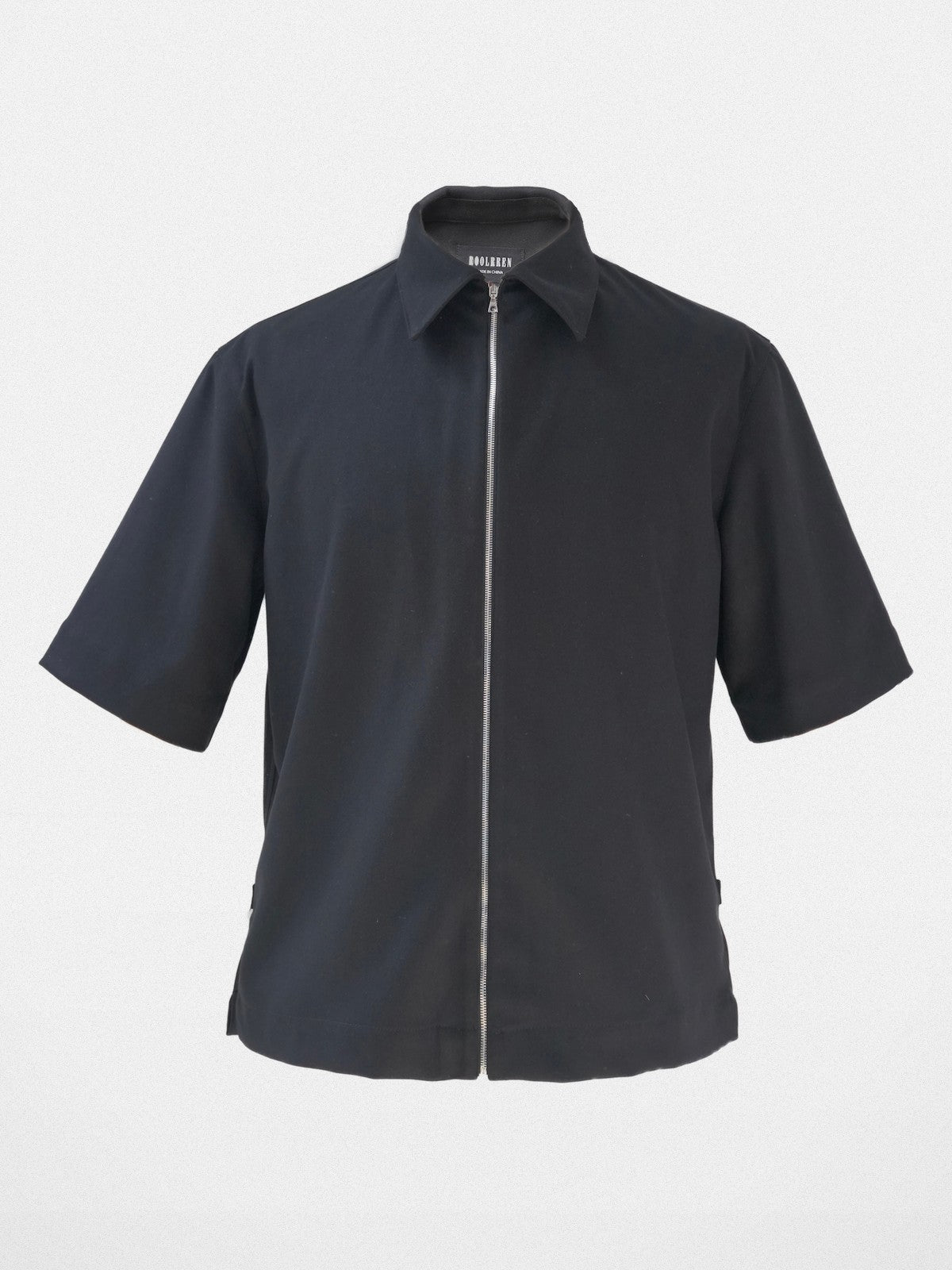 Roolrren Homme Worsted Wool Zip Up Shirt Jacket in Black