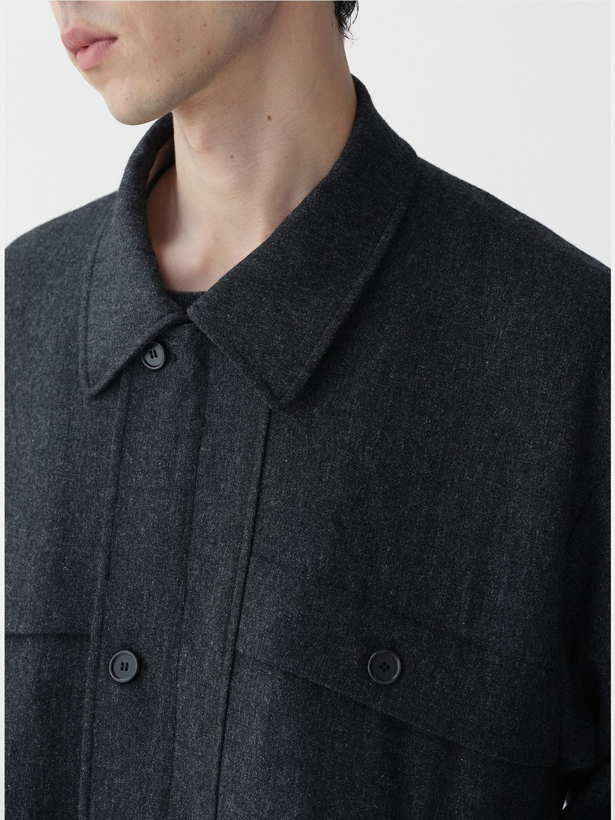 ROYA Merino Wool Zip Jacket in Gray - On Model
