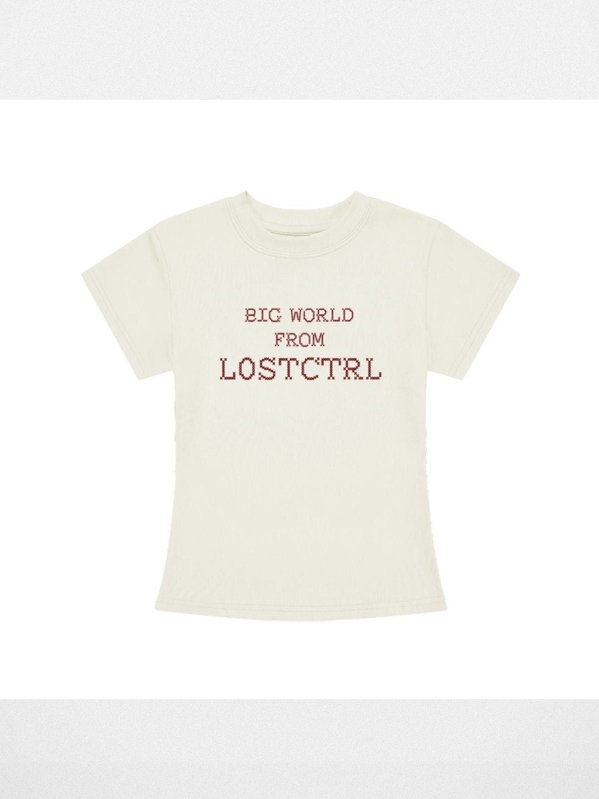 LOSTCTRL Cross Stitch Logo Cropped Tee in White