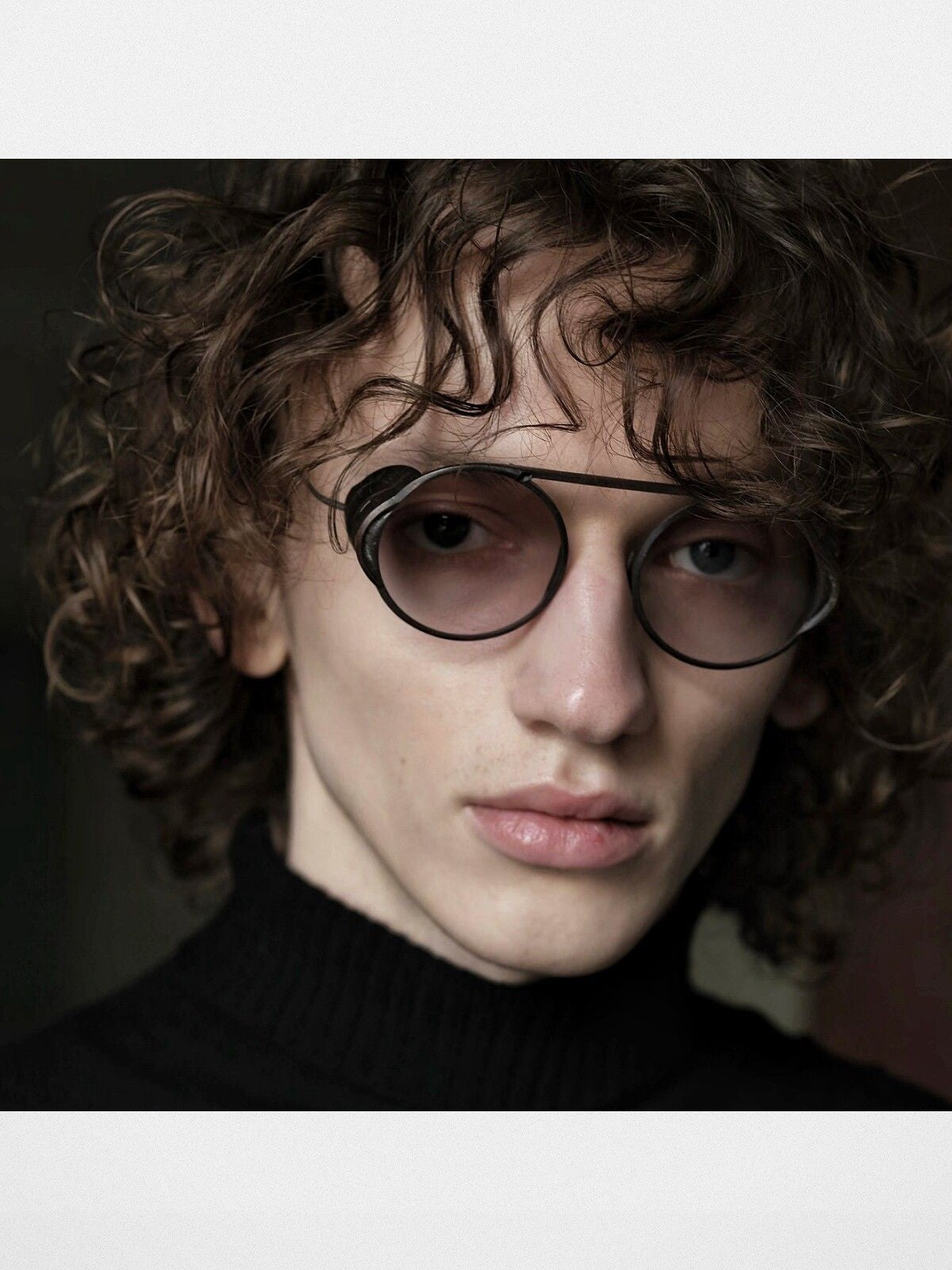 FUTURE UPDATE Detachable Side Shield Sunglasses in Black - On Model