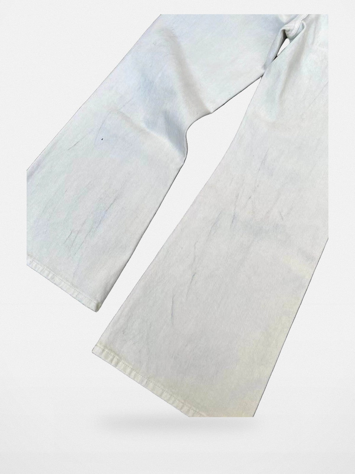 AFterTaste Bone White Vintage Washed Micro Flare Jeans in Sky Blue - Detail