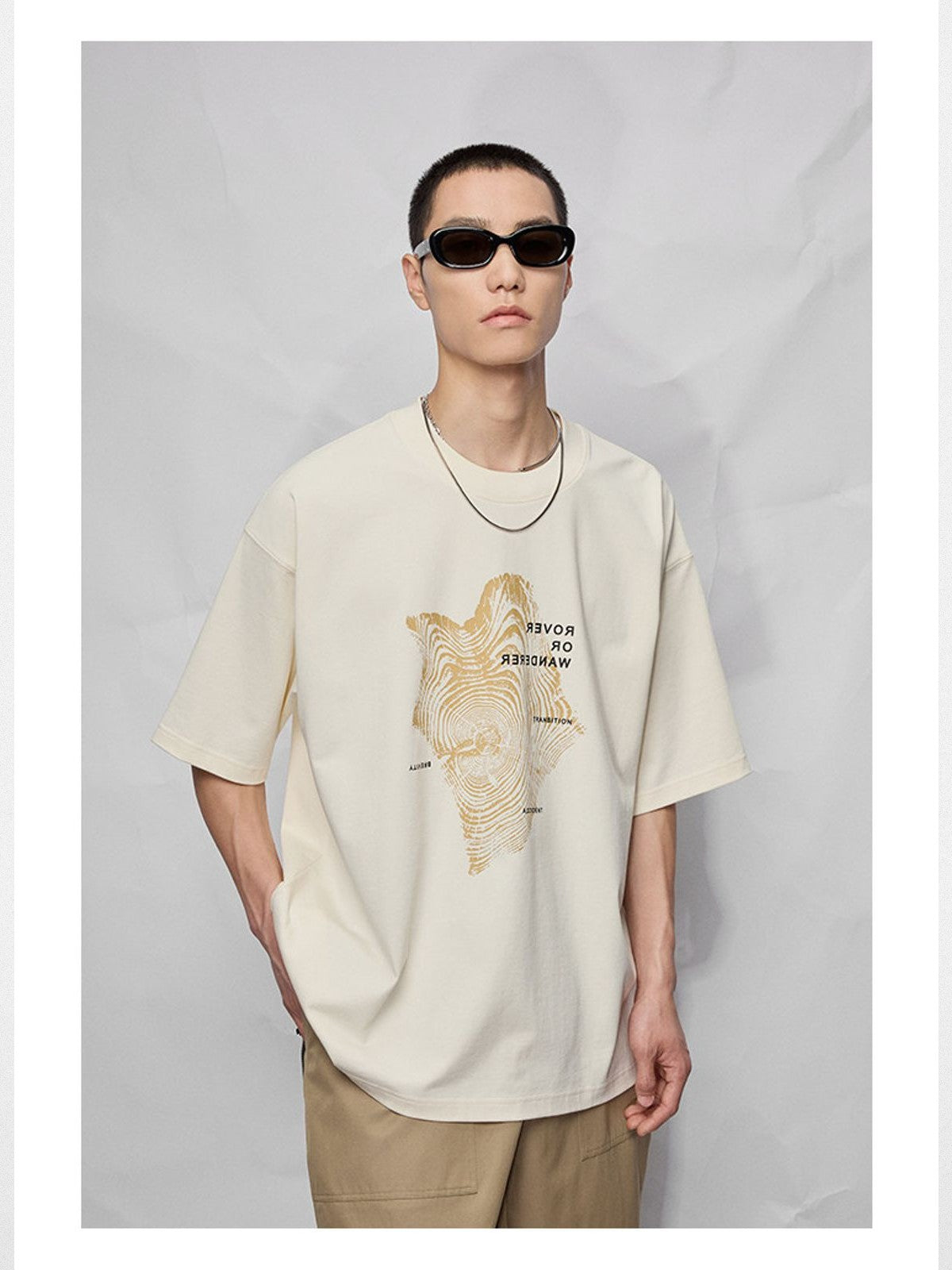 NANS 300g Cotton Graphic T Shirt in White - On Model