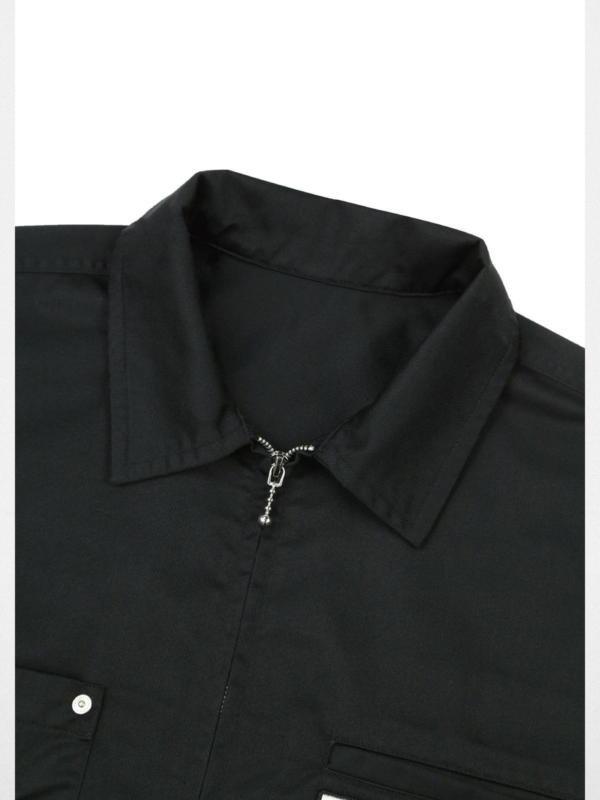 SOD Online Store Layered Sleeve Zip Up Shirt Jacket in Black - Detail