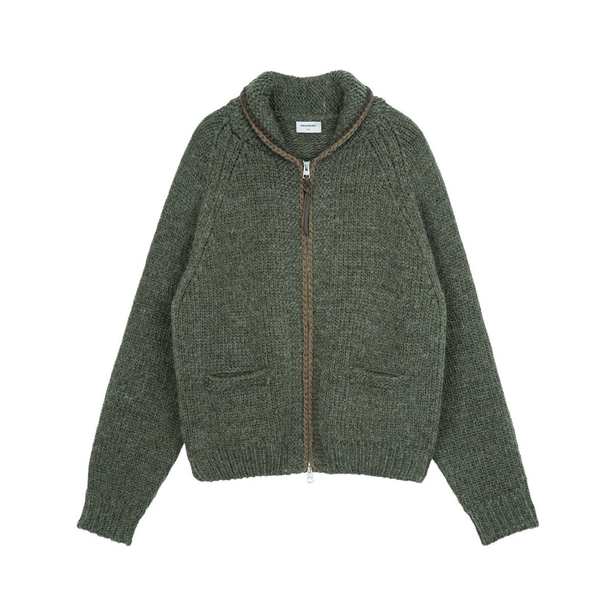 Simple Project Wool Blend Cowichan Zip Sweater in Green