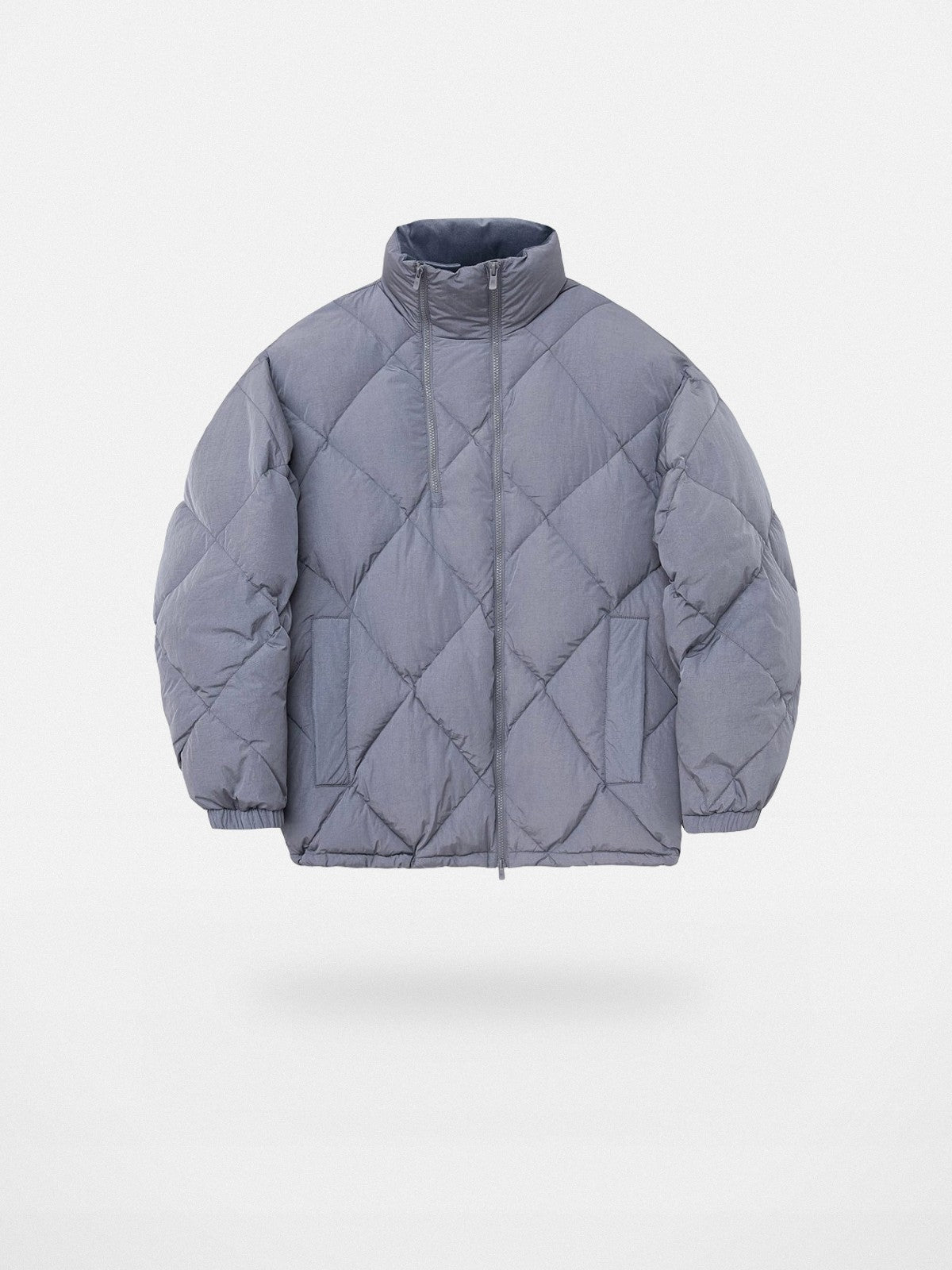 NANS Diamond Quilted Double Zip Puffer in Gray