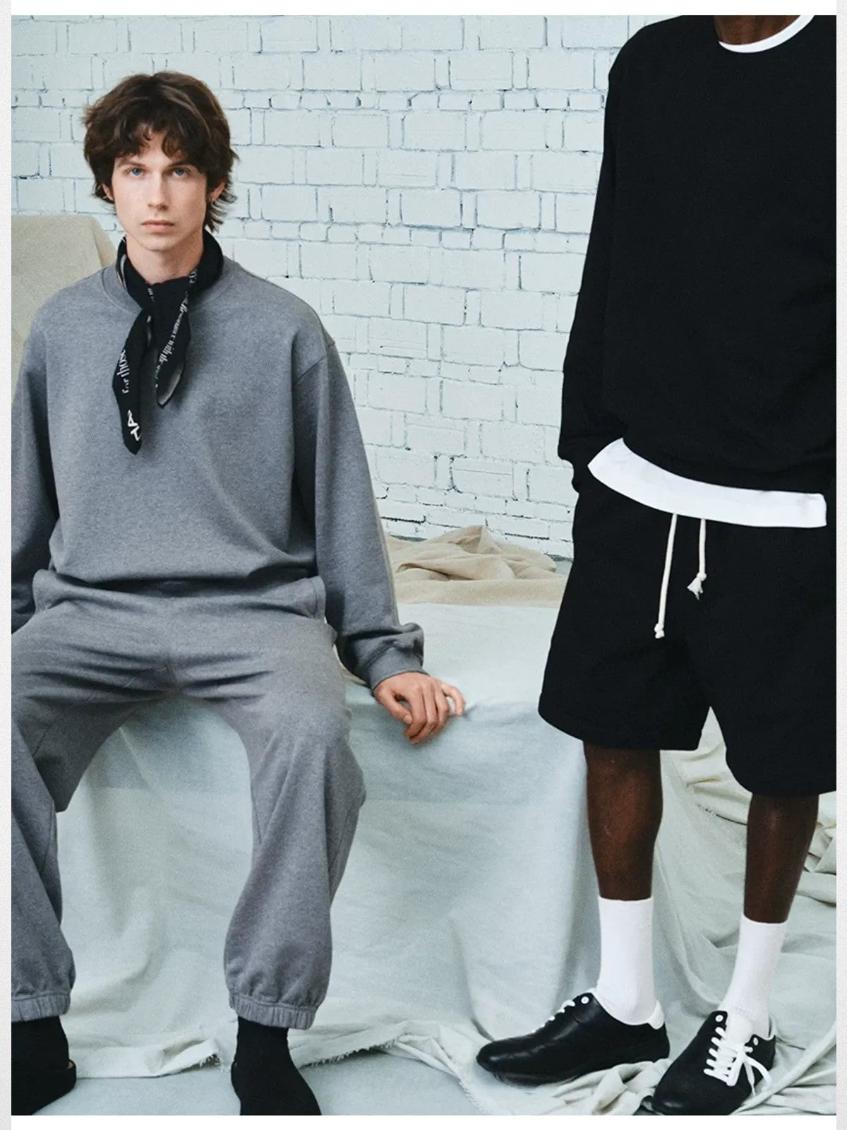 NANS Oversized Pima Cotton Sweatshirt in Gray - On Male Model