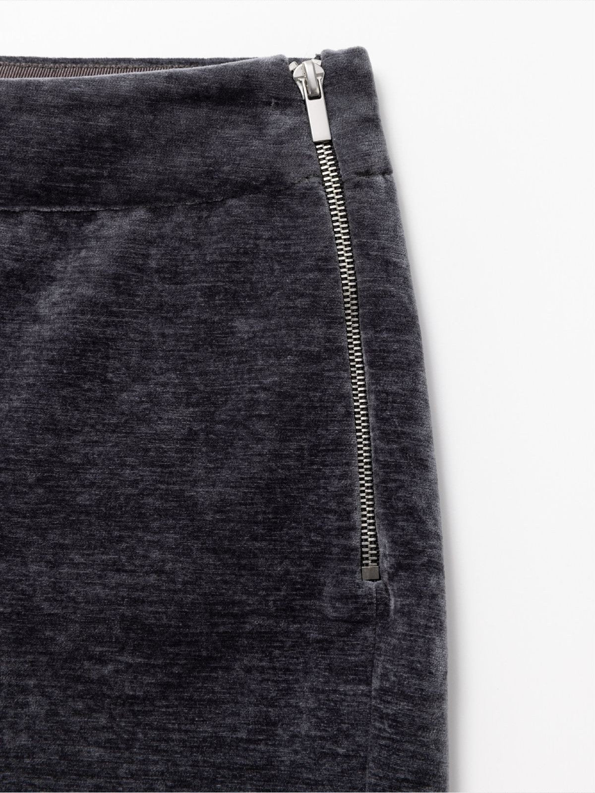 RandomPiece Chenille Velvet Micro Flare Pants in Green - Detail