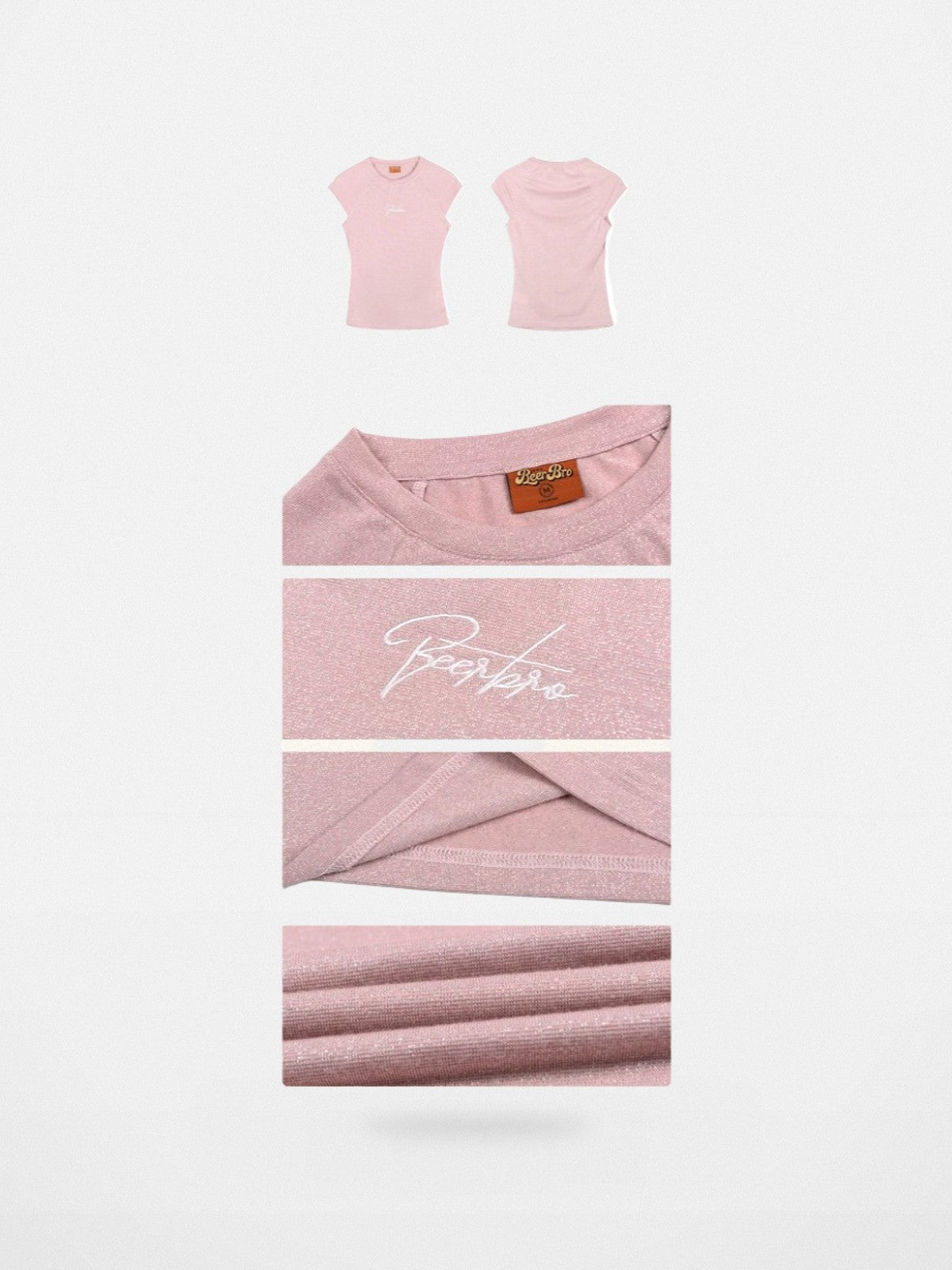 BeerBro Silver Thread Raglan Baby Tee in Pink - Detail