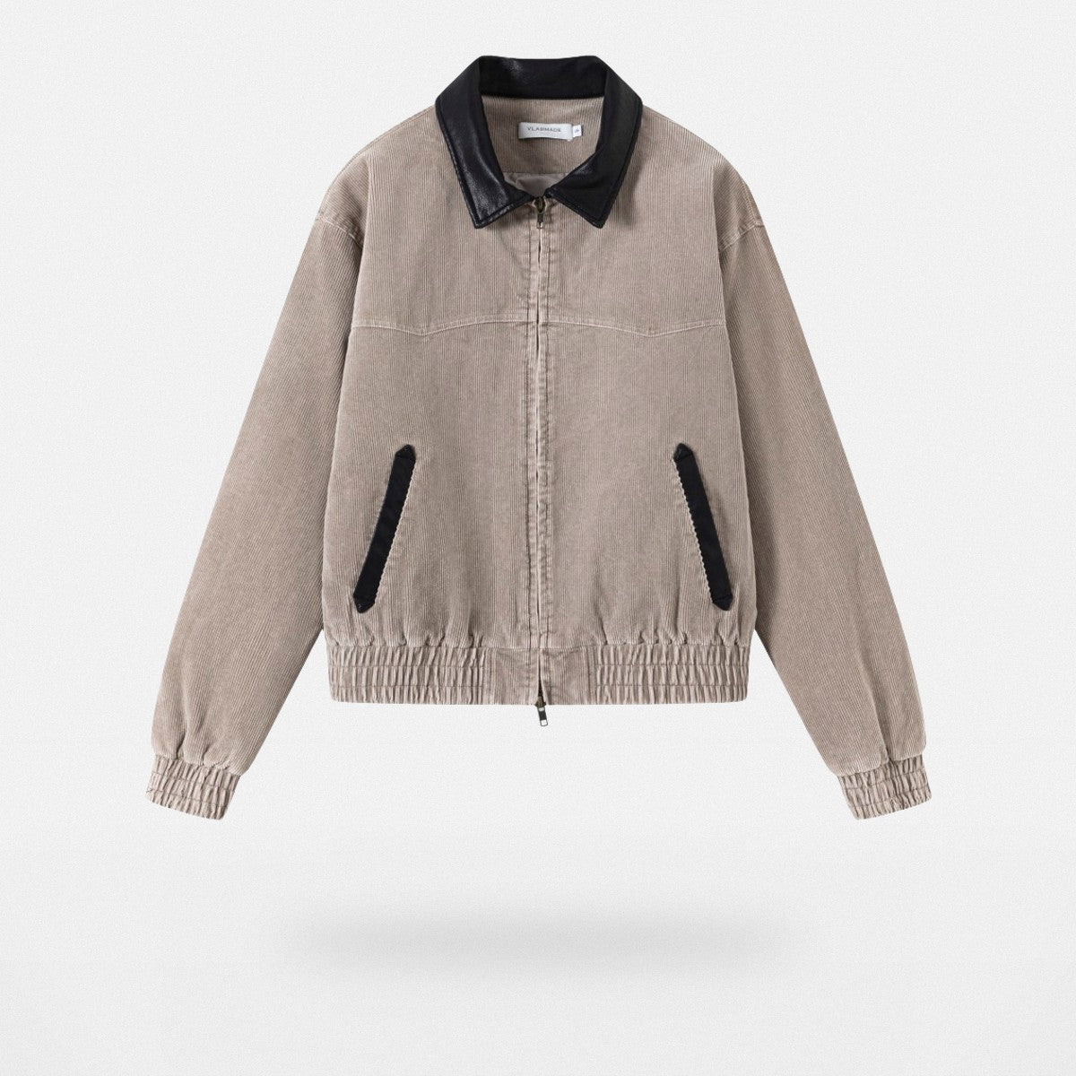 VLABMADE Leather Collar Corduroy Jacket in Beige