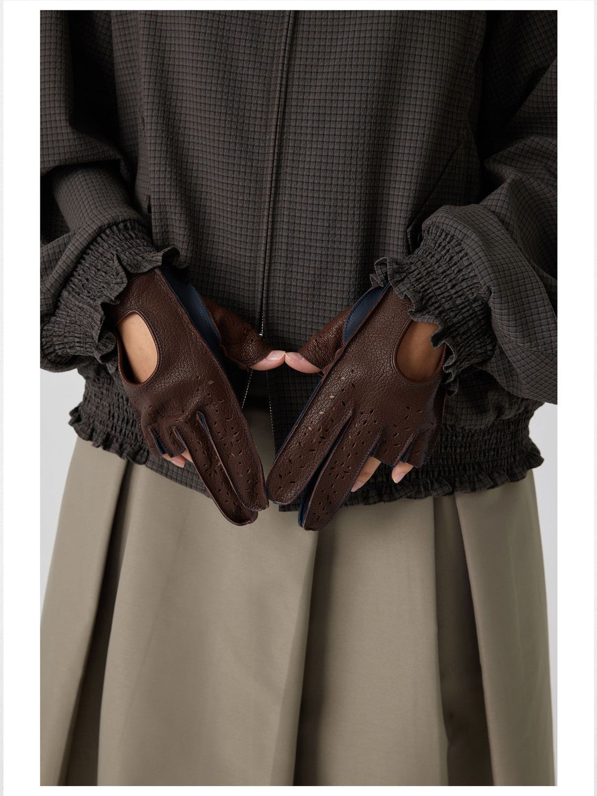 Simple Project Textured Plaid Harrington Jacket in Black - On Model