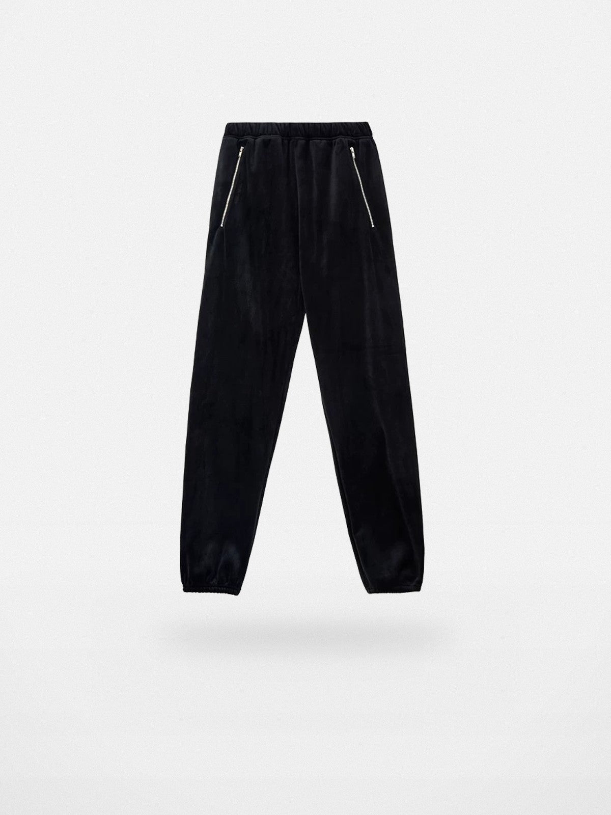 Roolrren Homme Heavyweight Silver Fox Fleece Joggers in Black
