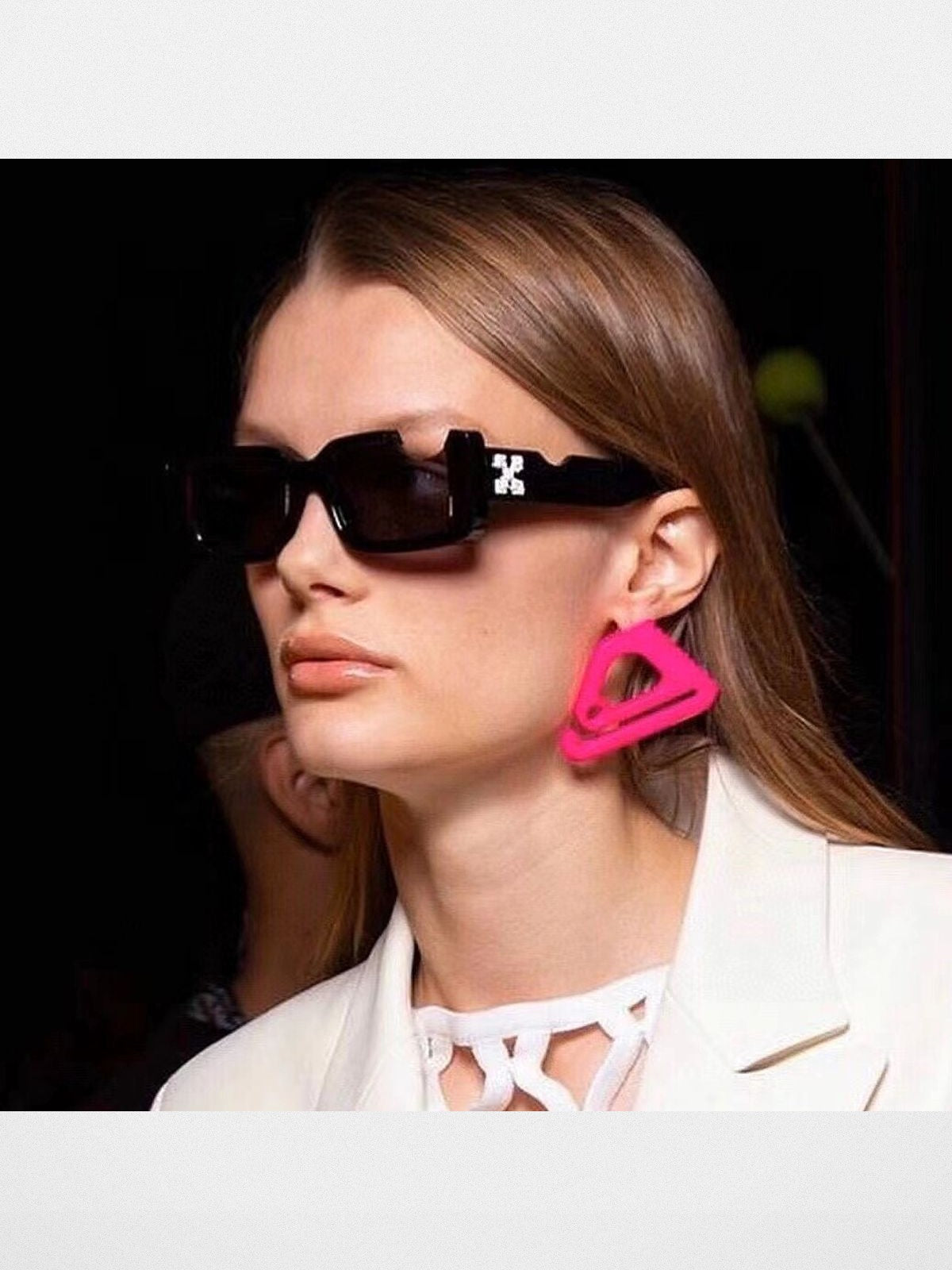 FUTURE UPDATE Cut Out Acetate Sunglasses in Black - On Female Model
