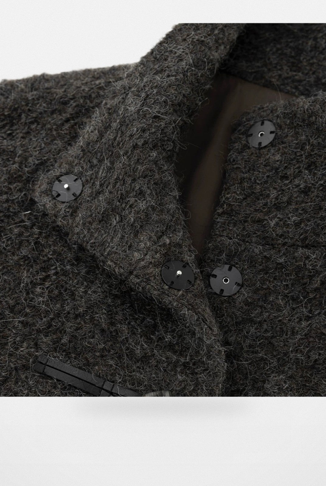 RandomPiece Alpaca Wool Boucl Toggle Coat in Brown - Detail