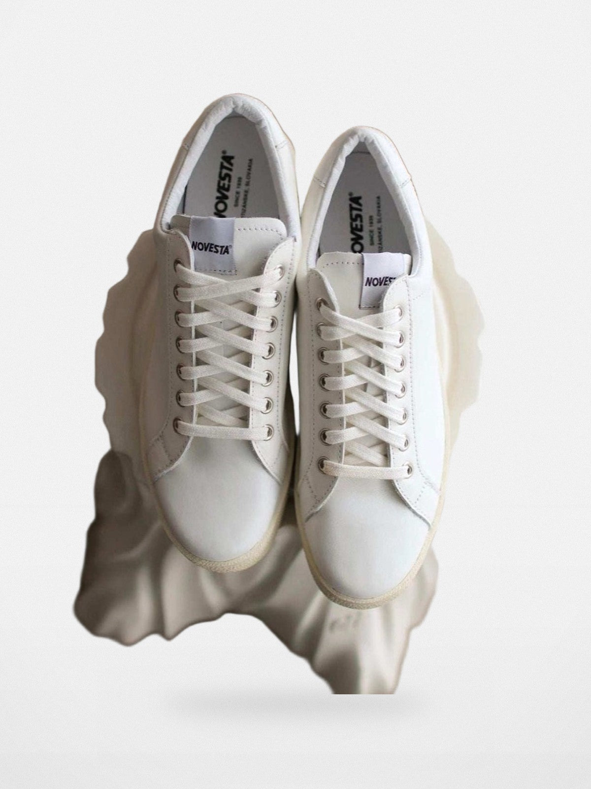 Soda Trendy Goods Italian Leather Tennis Sneakers in White/Ecru