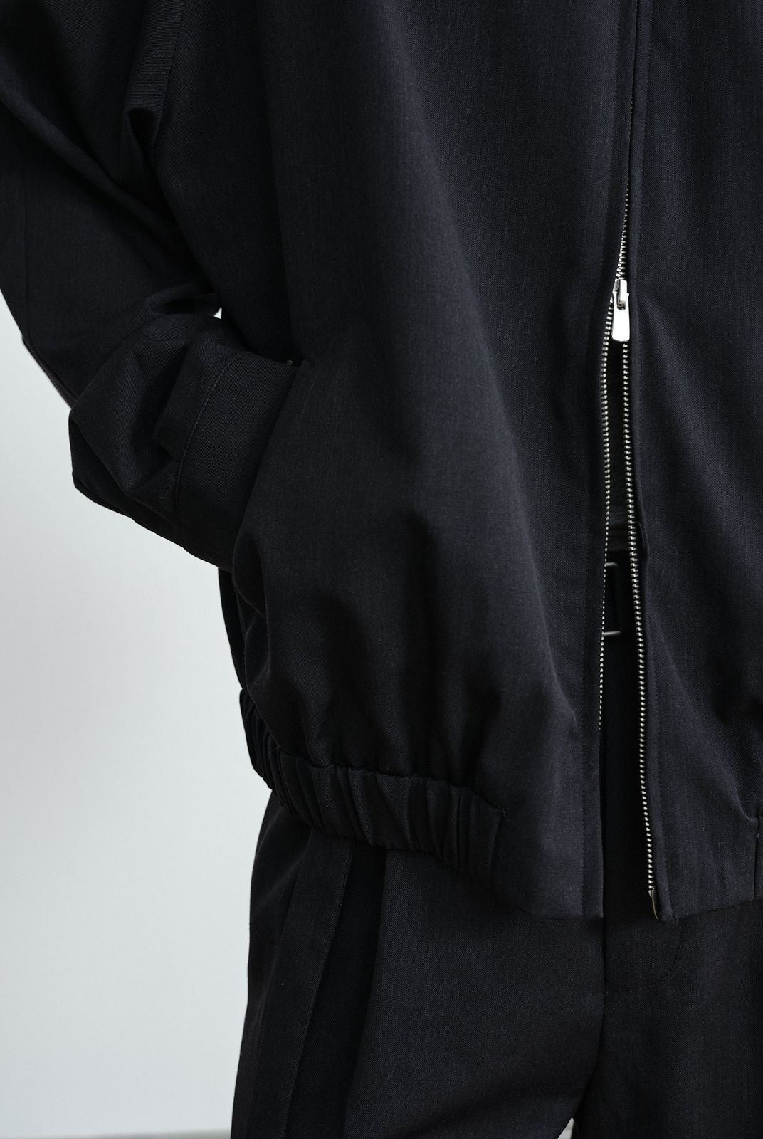 ROYA Curved Sleeve Merino Wool Jacket in Black - On Model