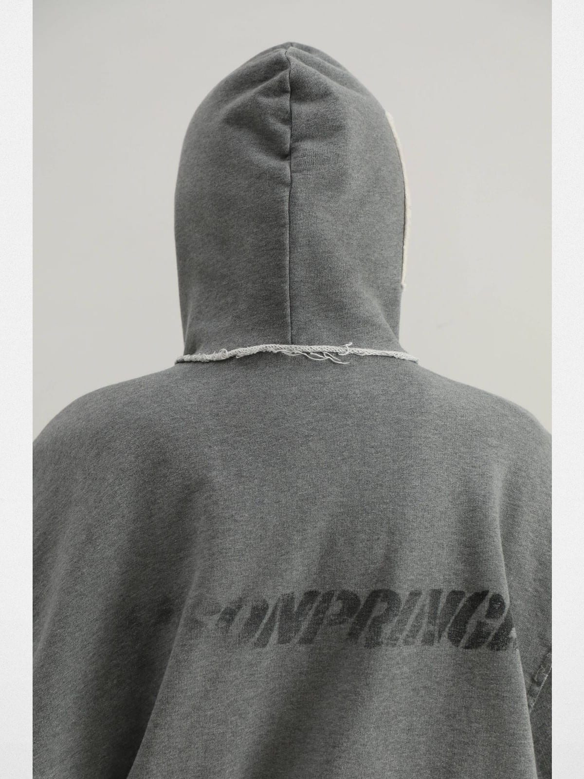 MasonPrince Distressed Graffiti Zip Hoodie in Gray - On Model