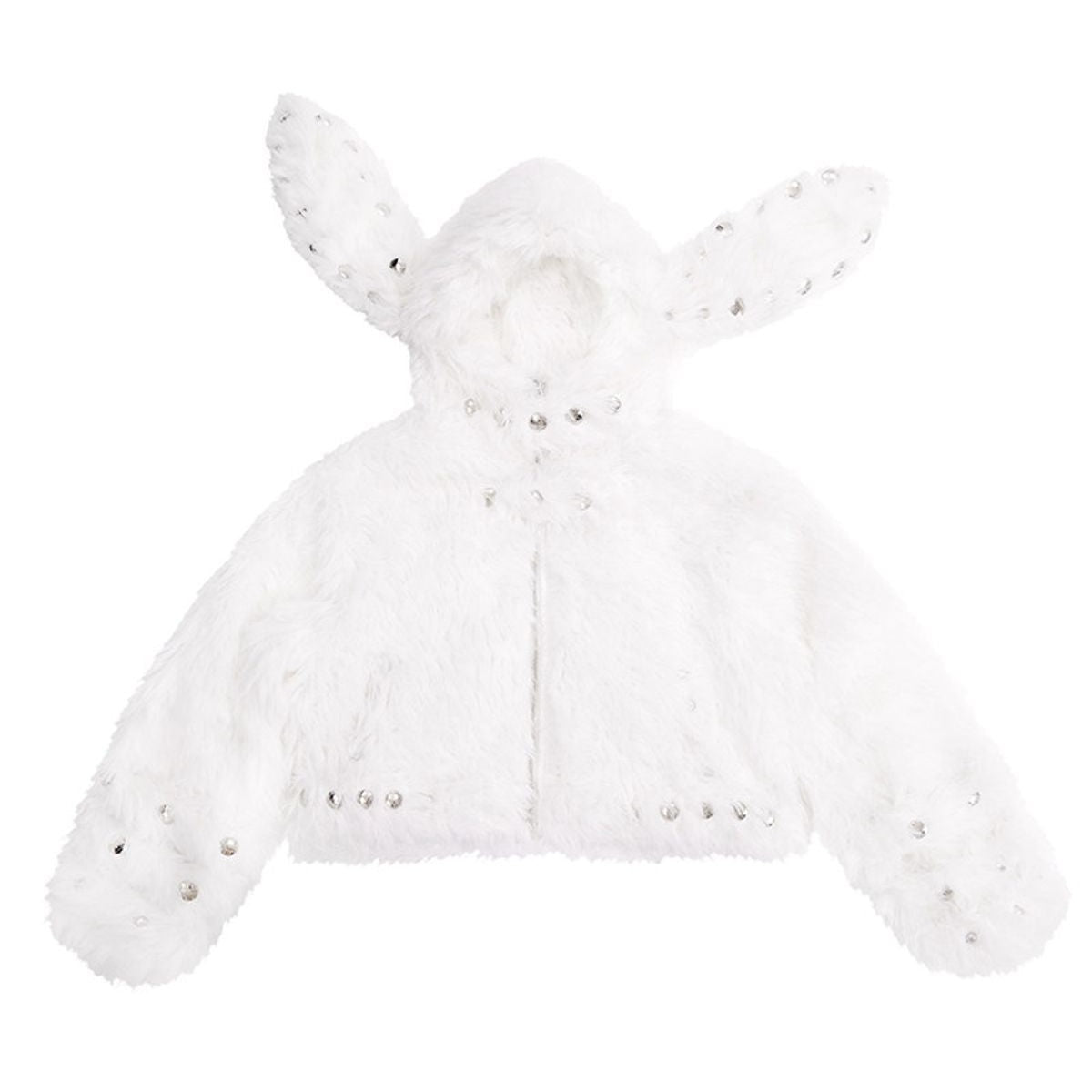 CFIERCE Studded Faux Fur Bunny Jacket in White