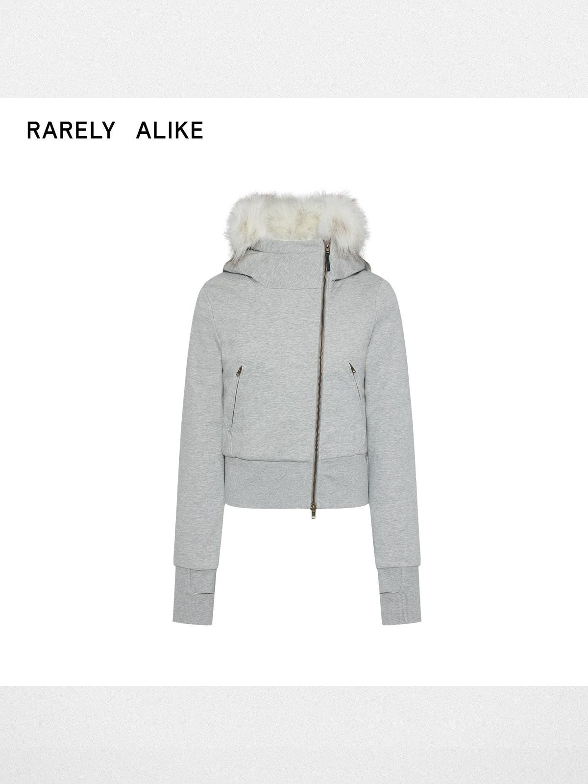 RARELY ALIKE Asymmetrical Plush Lined Jacket in Gray