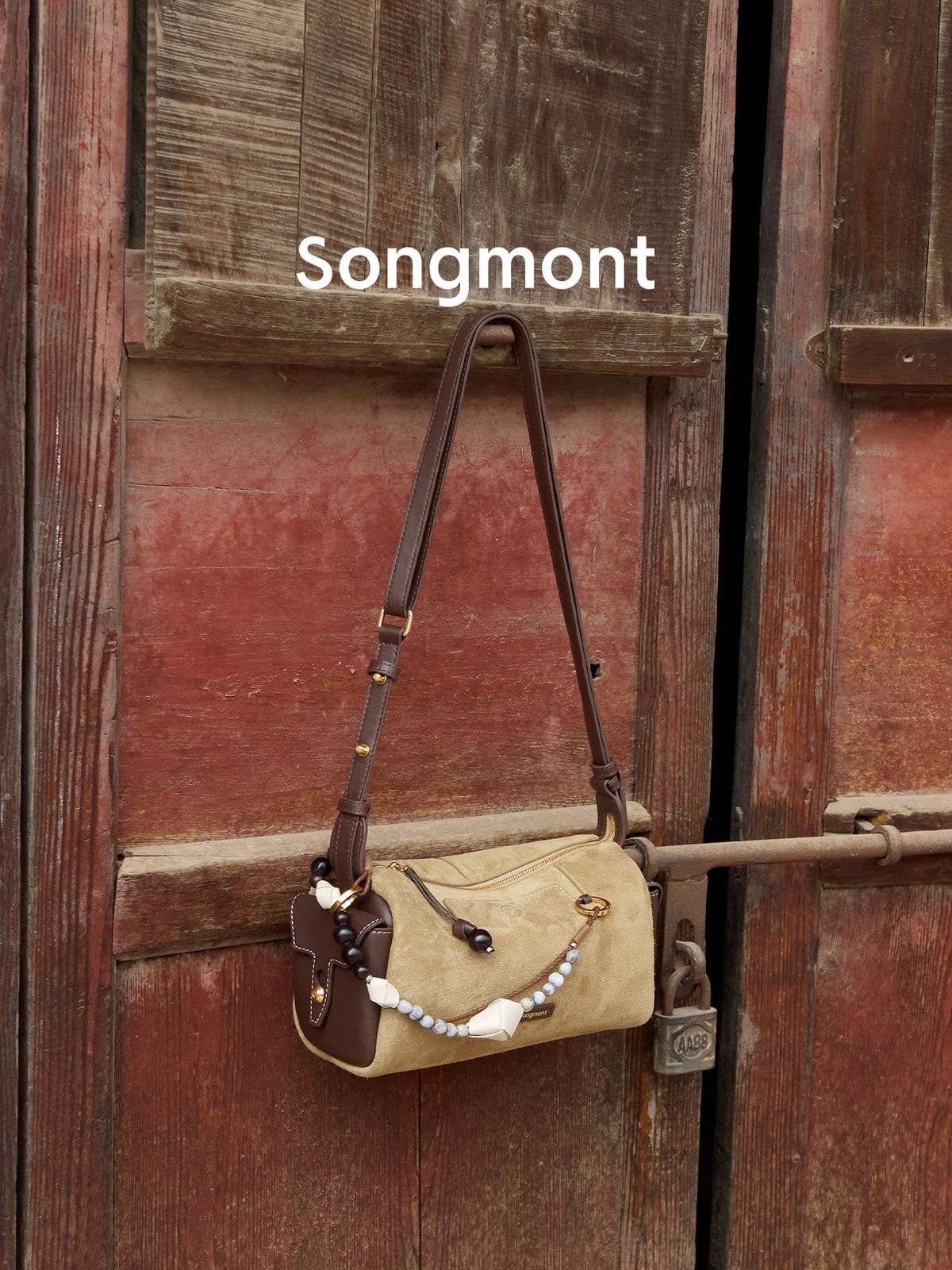 Songmont Leather Mini Camera Bag in Beige - Lifestyle