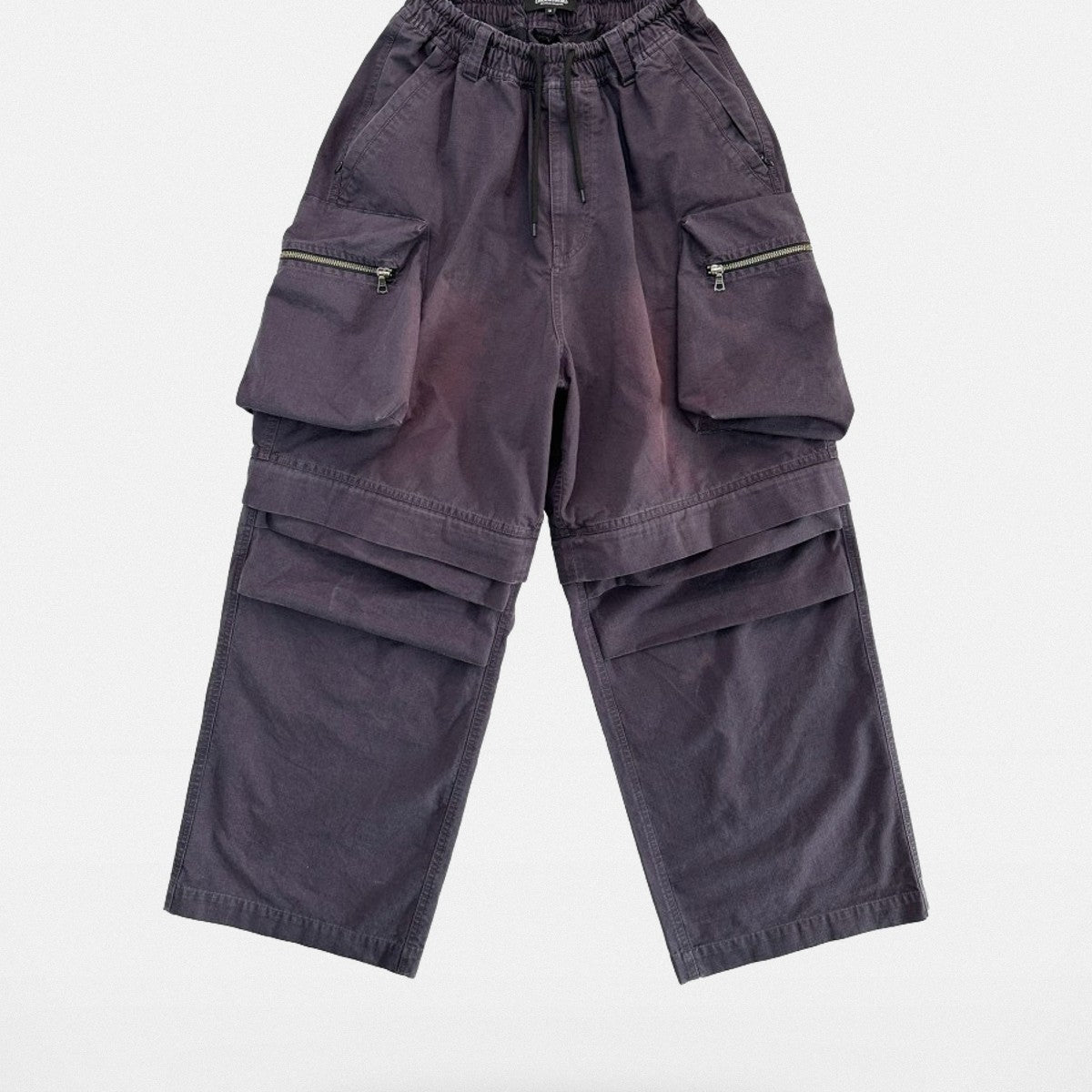 UNKNOWNWORLD Detachable Wide Leg Cargo Pants in Charcoal