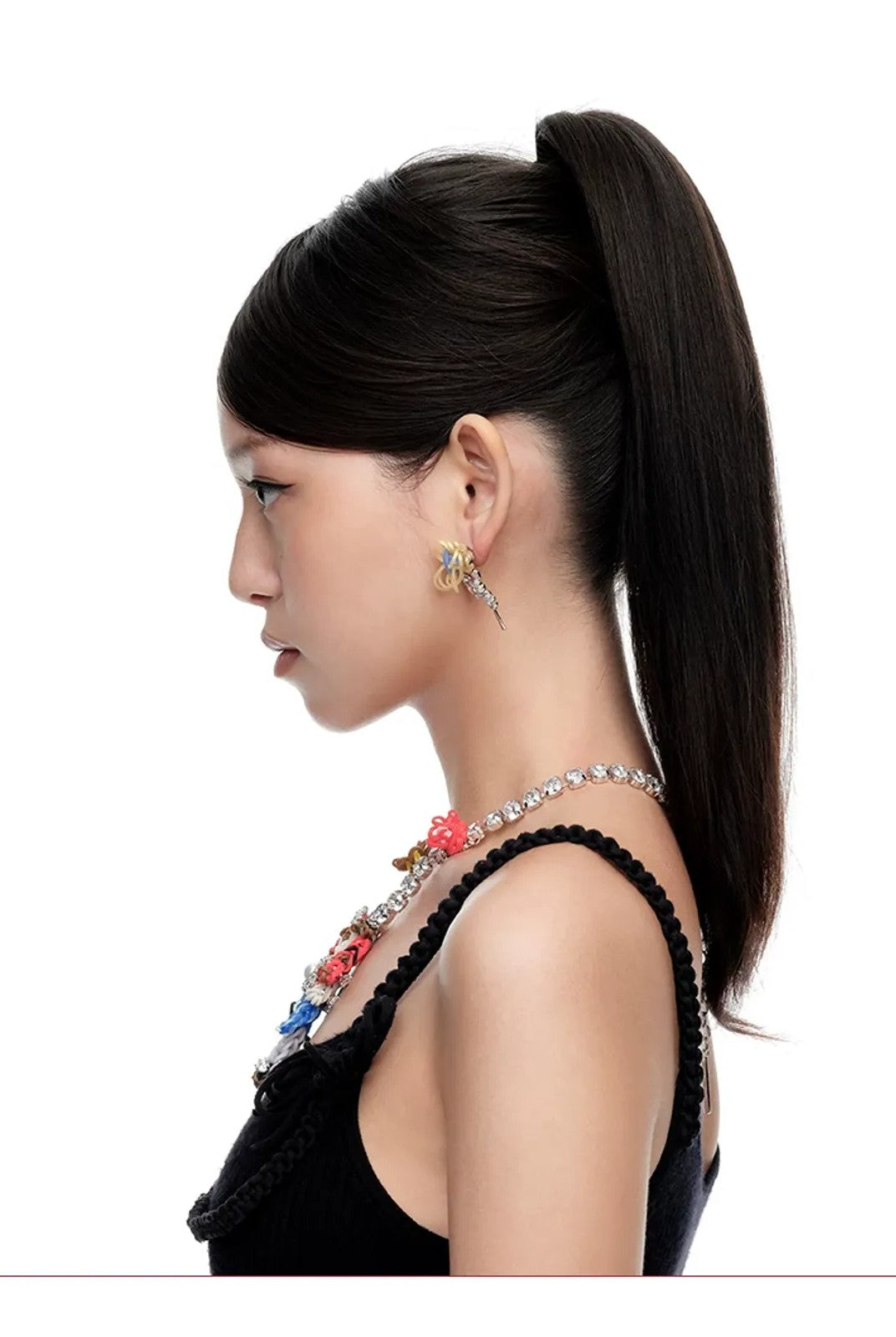 SHUSHU/TONG Zircon Rubber Band Girl Necklace in Gray - On Model