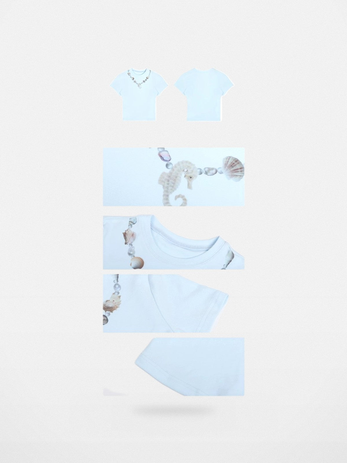 BeerBro Faux Seashell Necklace Tee in Sky Blue - Detail