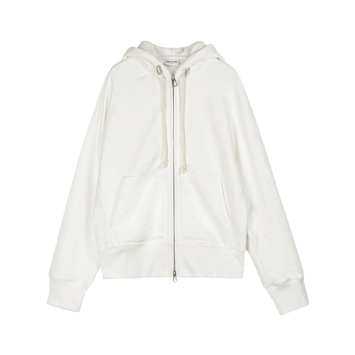 Simple Project Cotton Blend Zip Up Hoodie in White