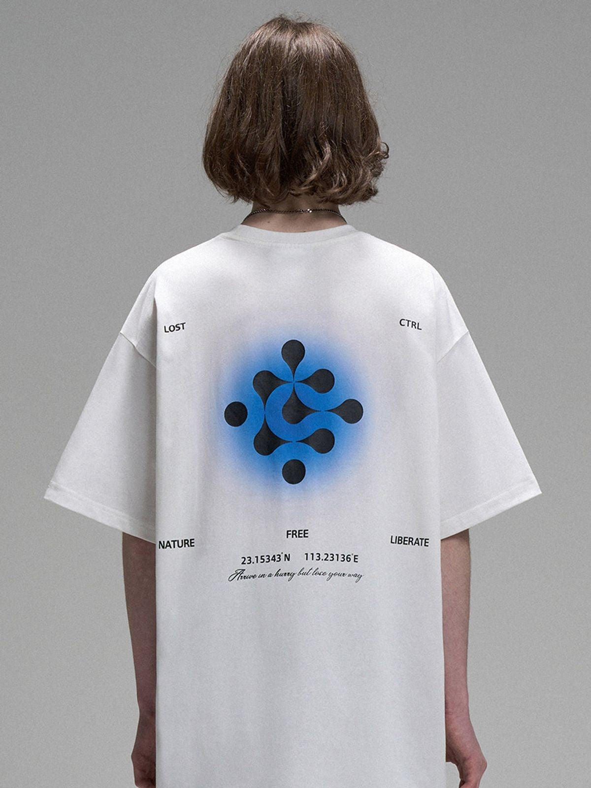 LOSTCTRL Heavyweight Graphic Print T Shirt in White - On Female Model