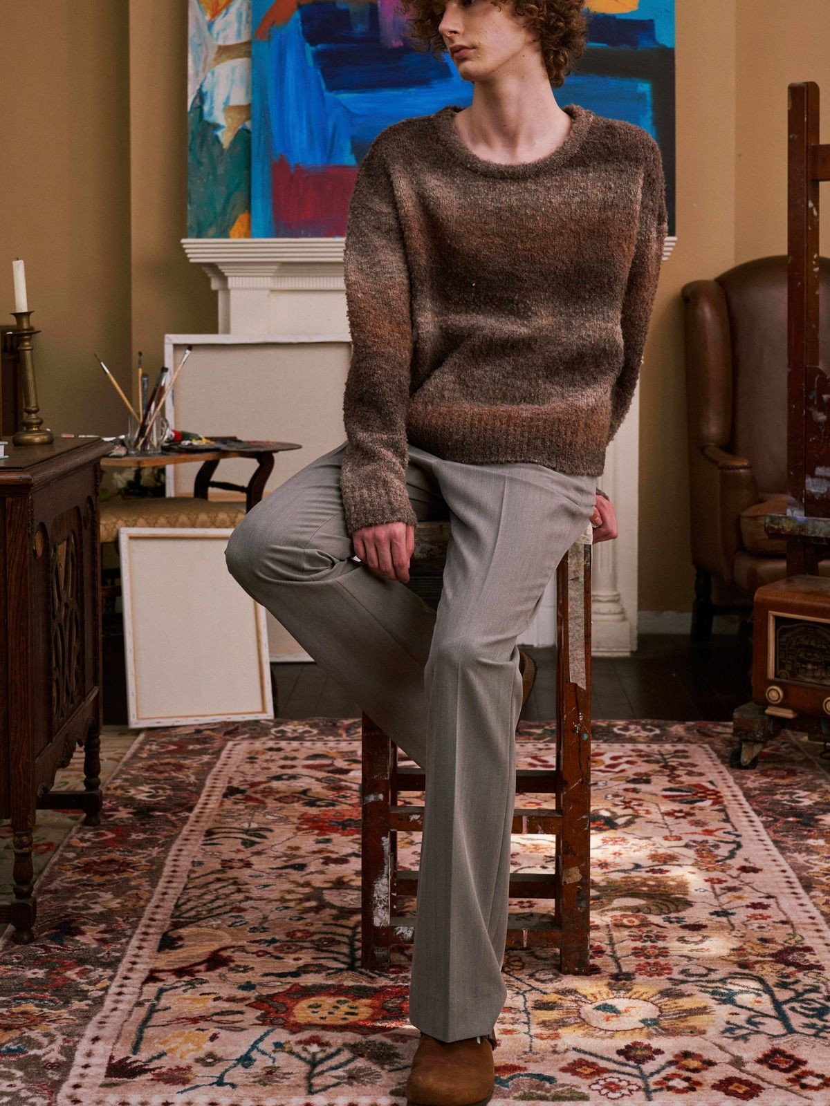 Retro 21 Center Seam Micro Flare Trousers in Gray - Lifestyle