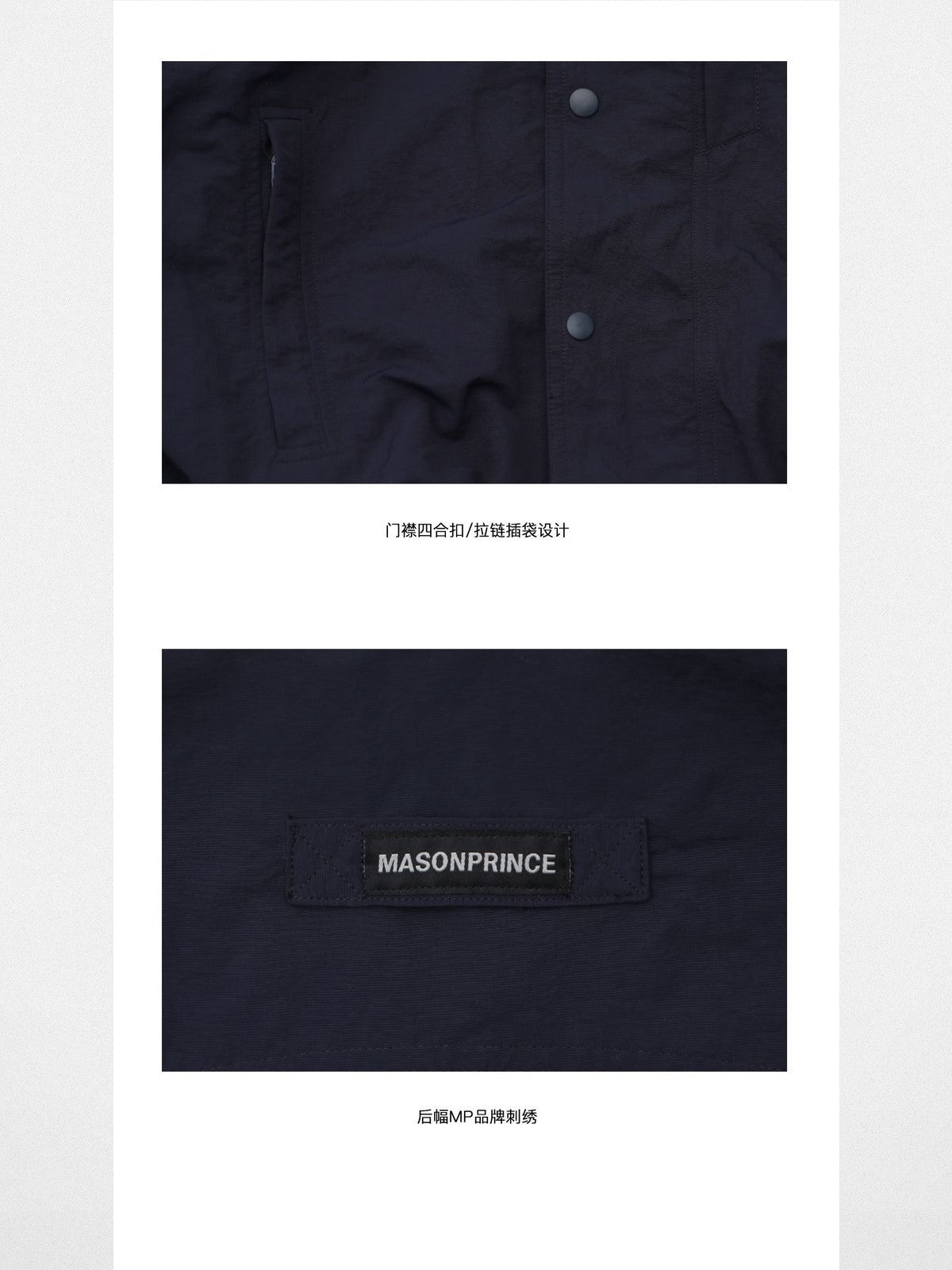 MASONPRINCE Fleece Lined Cropped Work Jacket in Blue - Detail #color_blue