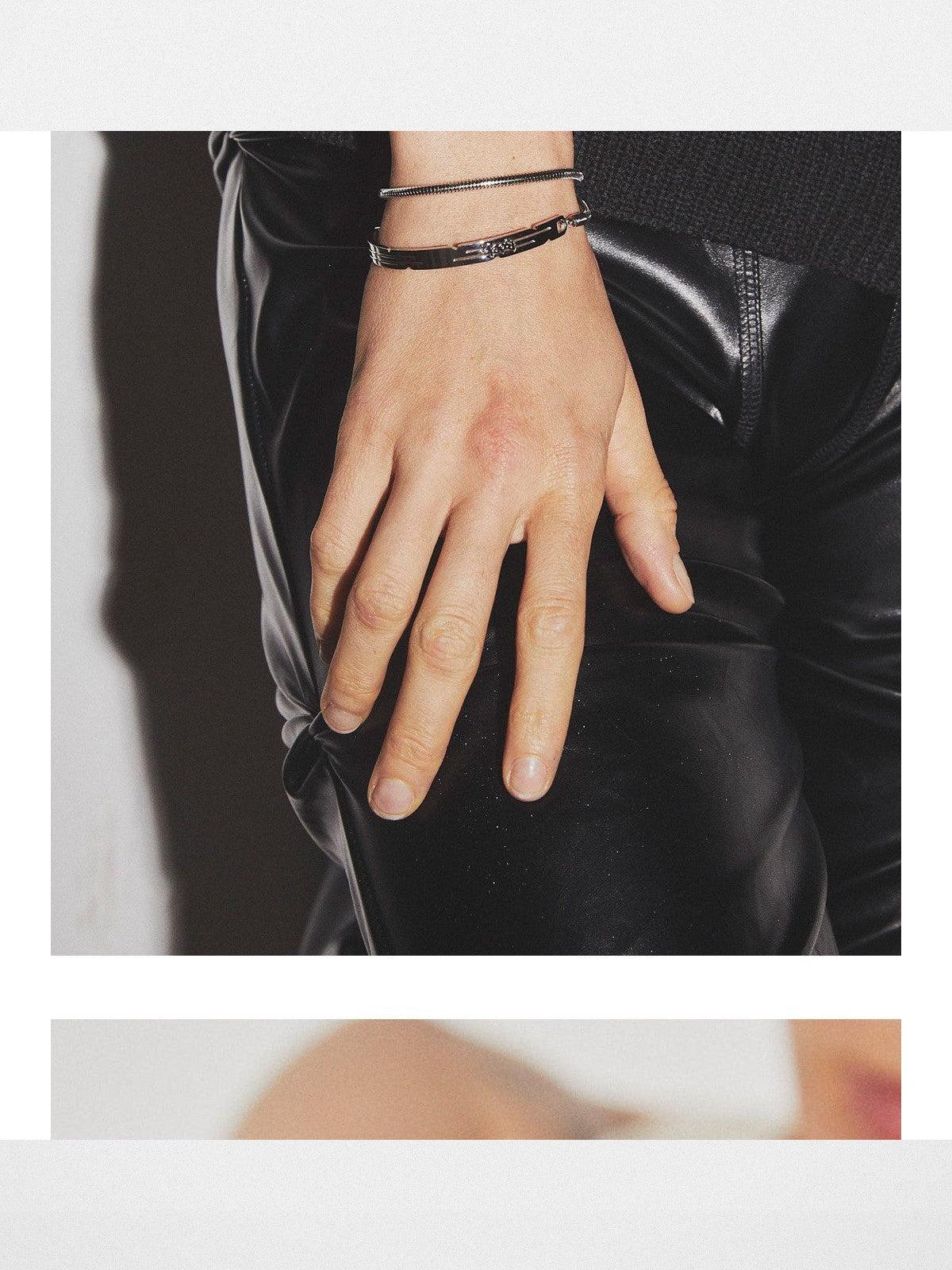 BLACKHEAD Double Layer Steel Bracelet in Silver - On Model