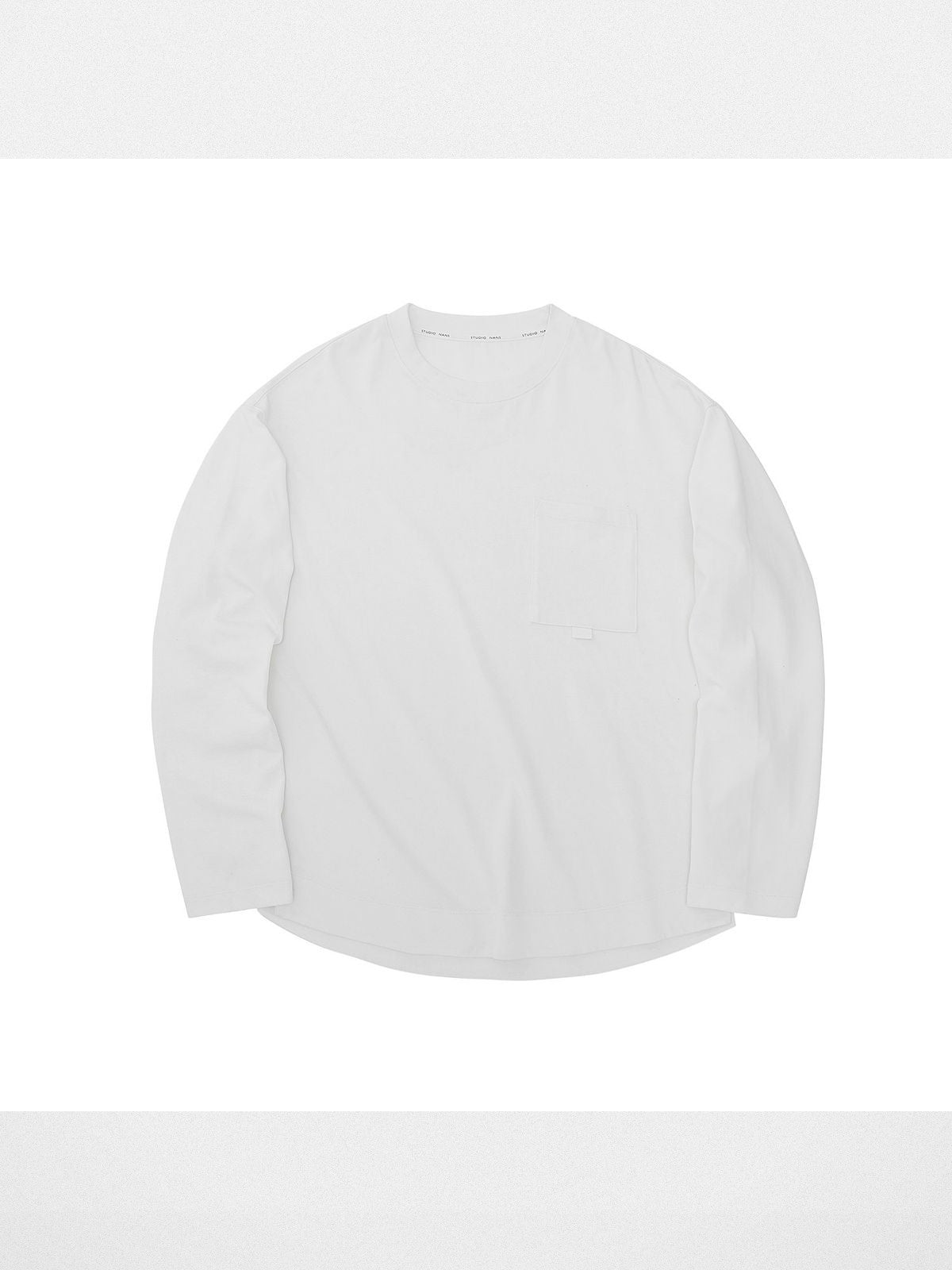 NANS Webbing Strap Pocket Long Sleeve Tee in White