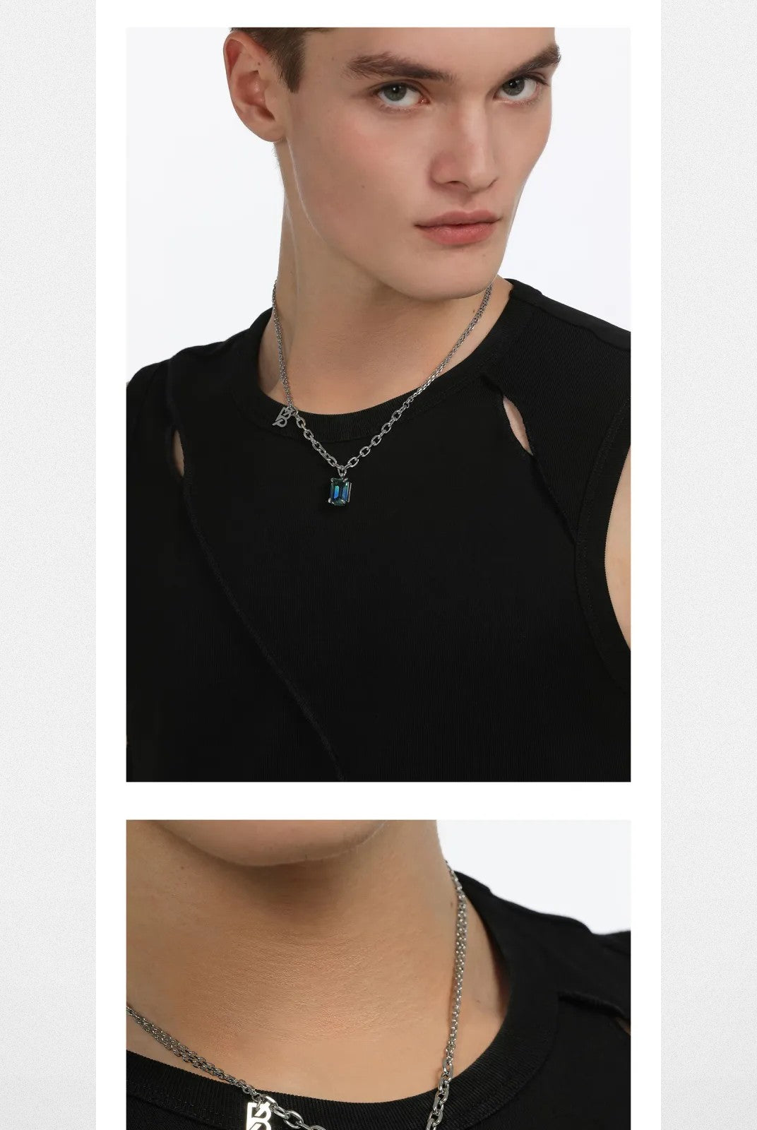 BLACKHEAD Gradient Tourmaline Pendant Necklace in Silver - On Model