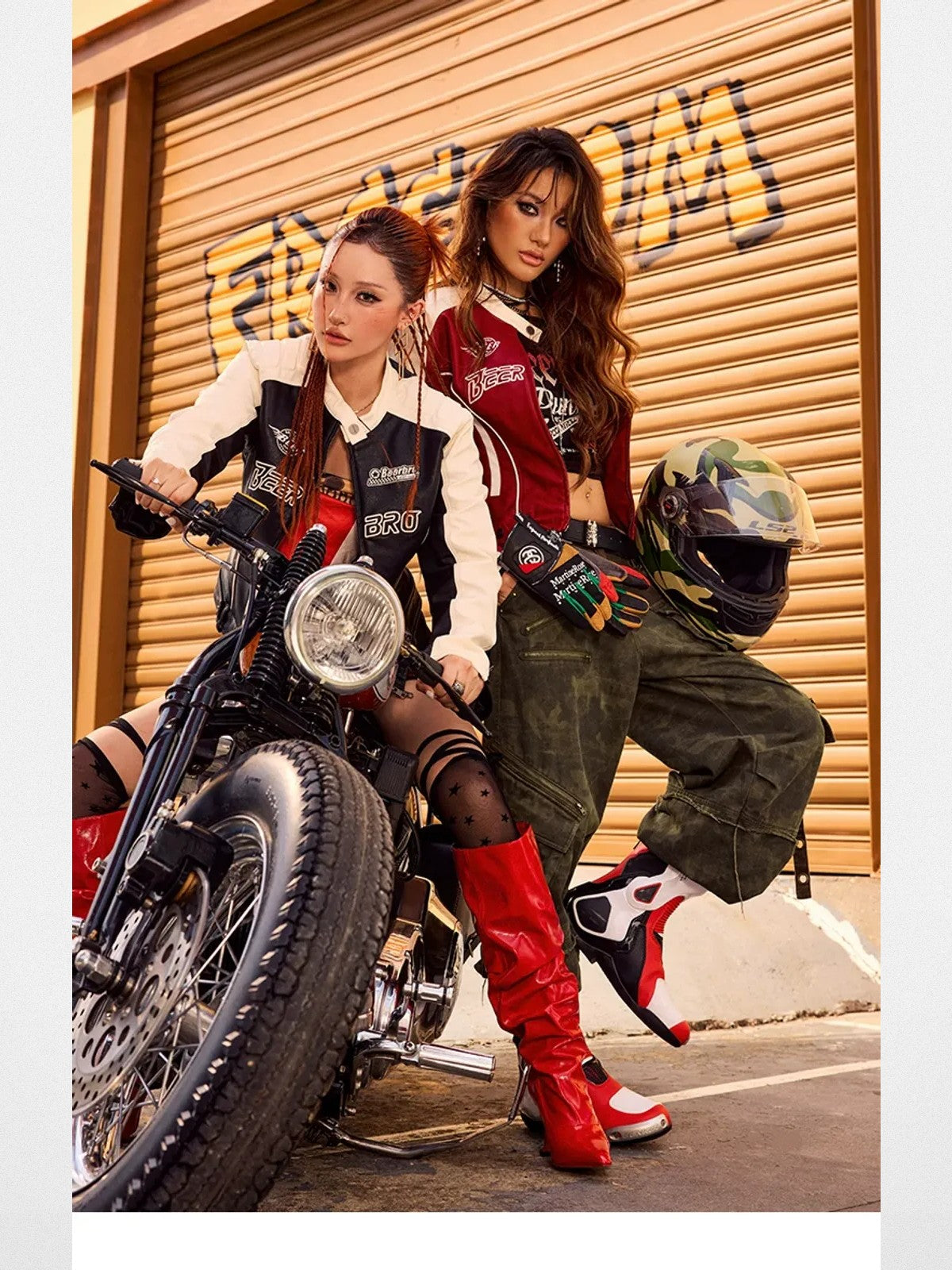 BeerBro Padded Faux Leather Moto Jacket in Black - Lifestyle