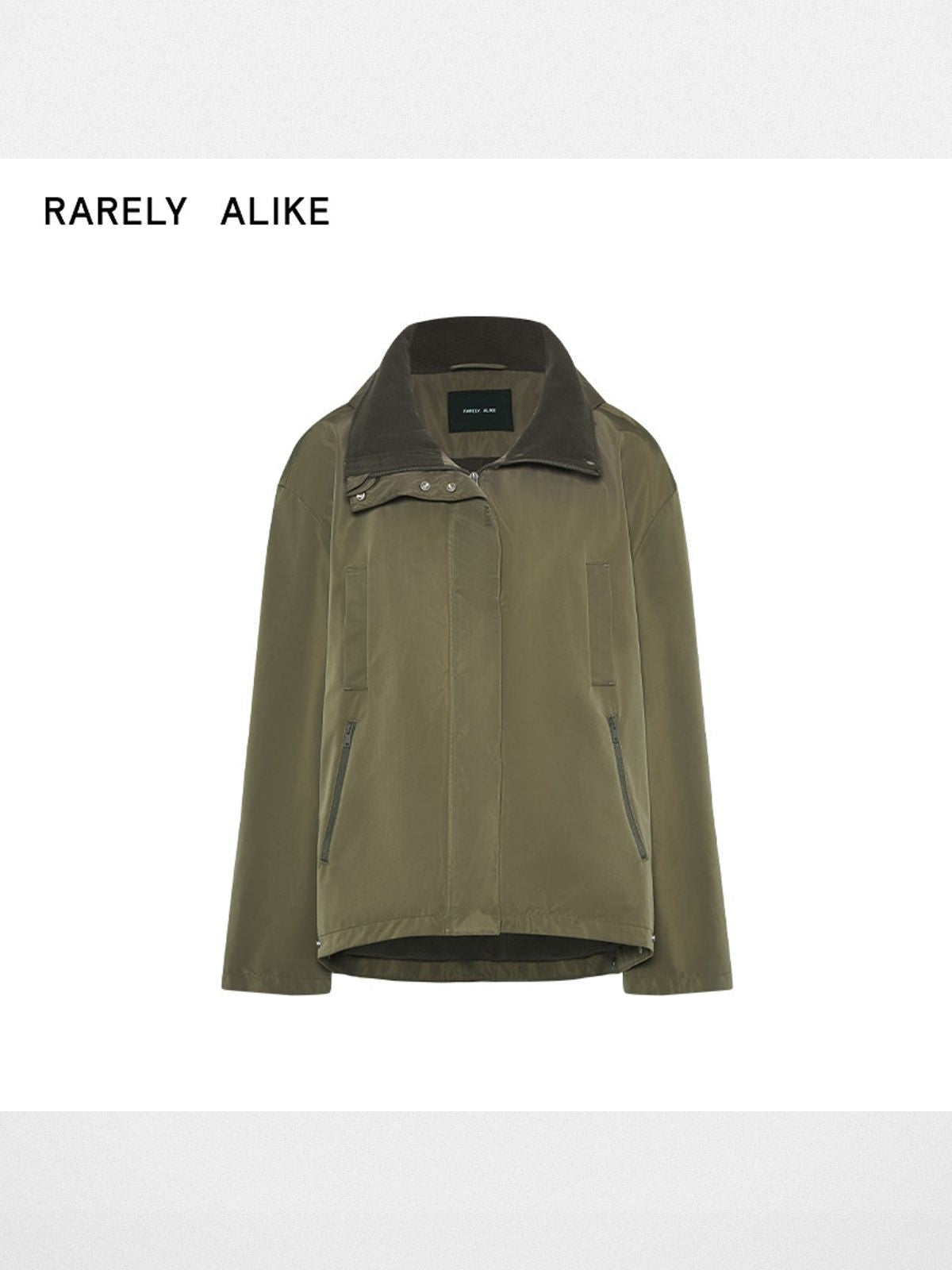 RARELY ALIKE Fleece Lined Technical Hooded Jacket in Olive