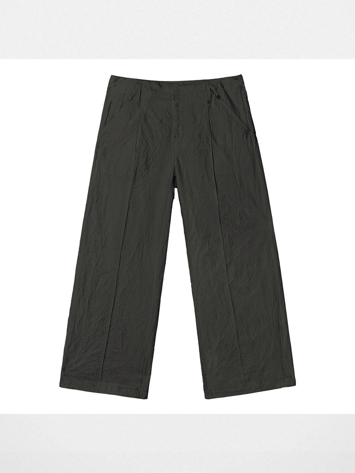 Simple Project Crinkled Straight Leg Trousers in Gray