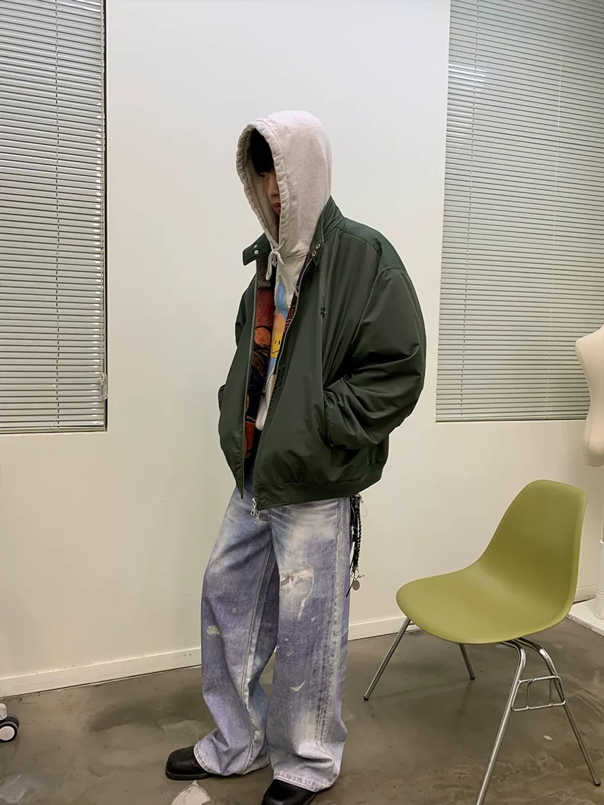 NeverSeez 3M Thinsulate Padded Bomber Jacket in Green