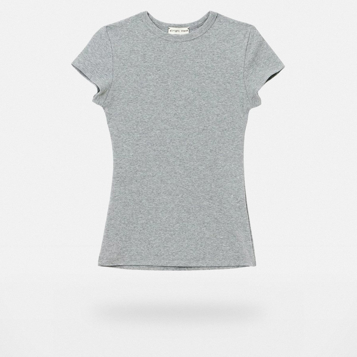 Alright Then Fitted Cap Sleeve T Shirt in Gray