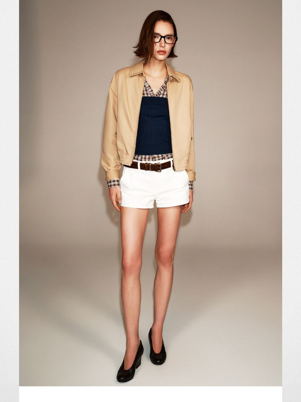 PUKI Washed Cotton Barn Jacket in Khaki - On Model