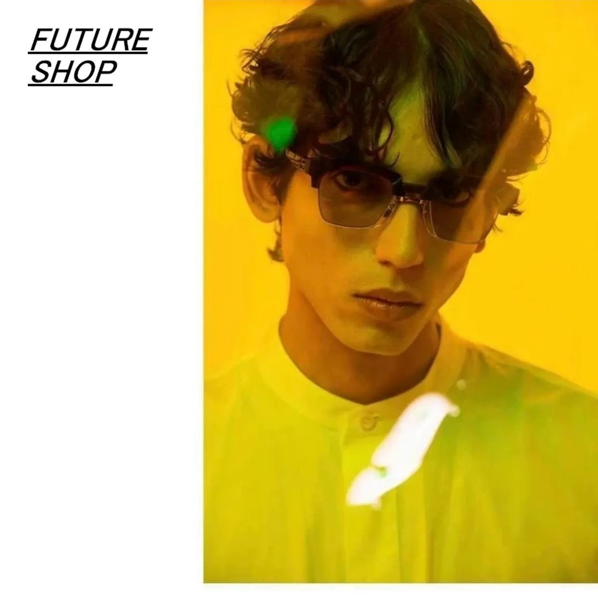 FUTURE UPDATE N6 Semi Rimless Browline Sunglasses in White - On Model