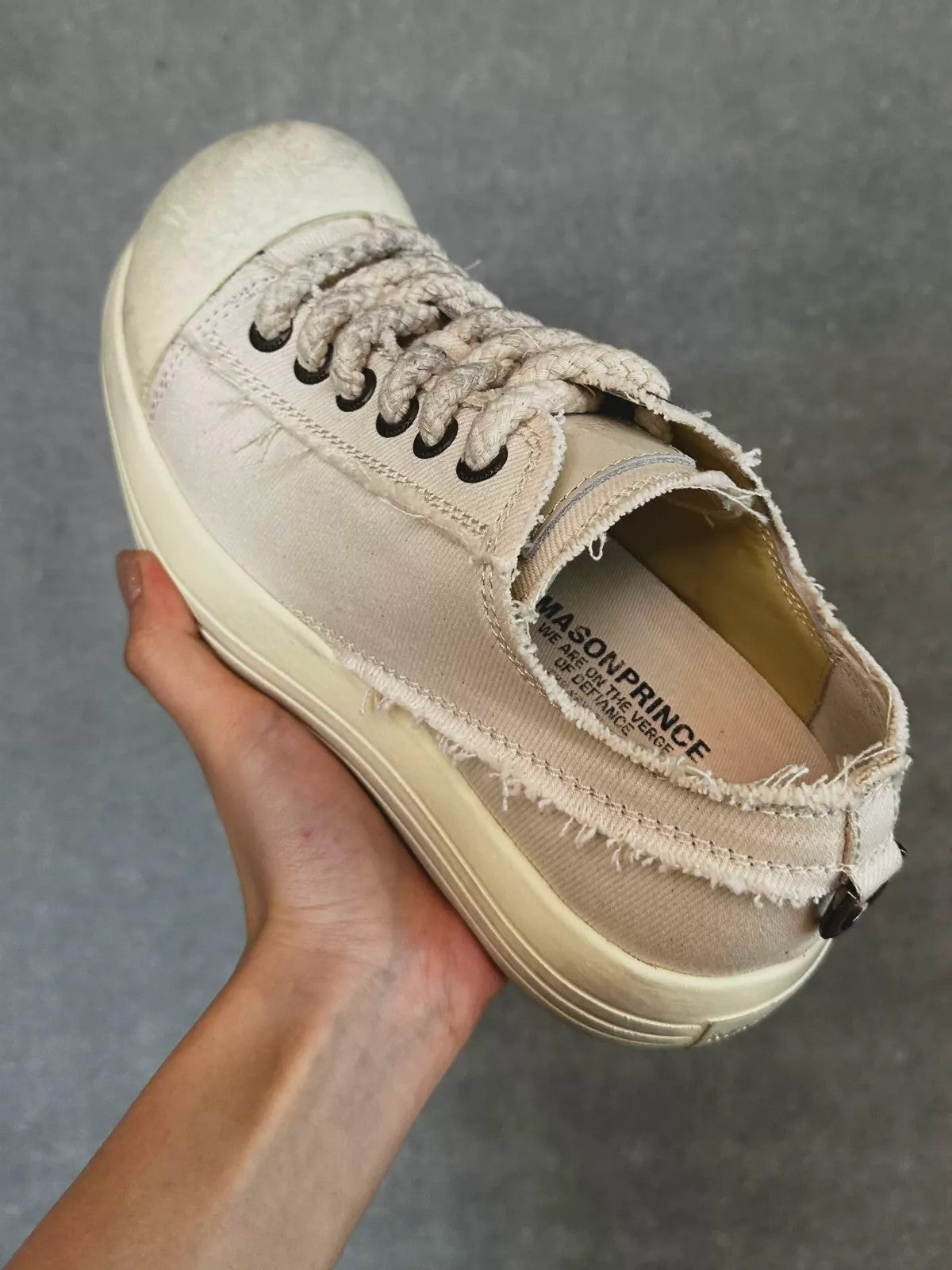 MASONPRINCE Distressed Canvas Platform Sneakers in Black #color_black