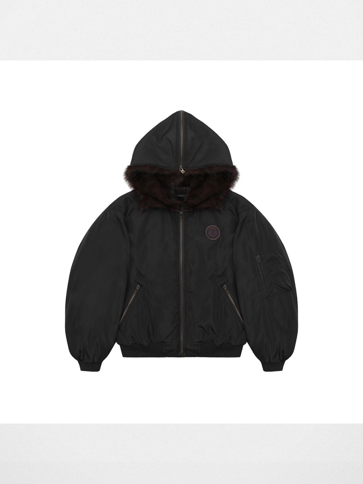 MasonPrince Faux Fur Hooded Puffer in Black