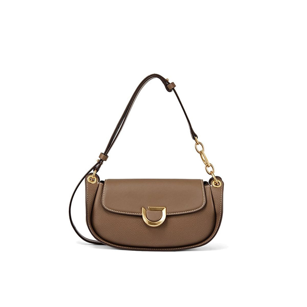 DISSONA Leather Crossbody Saddle Bag in Gray