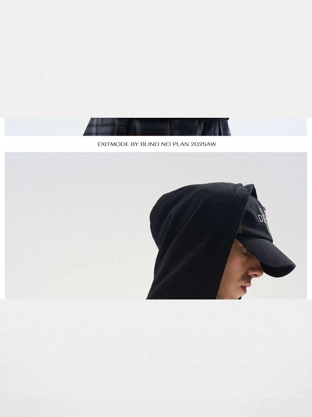 BLINDNOPLAN Raw Edge Contrast Tape Zip Hoodie in Black - On Model