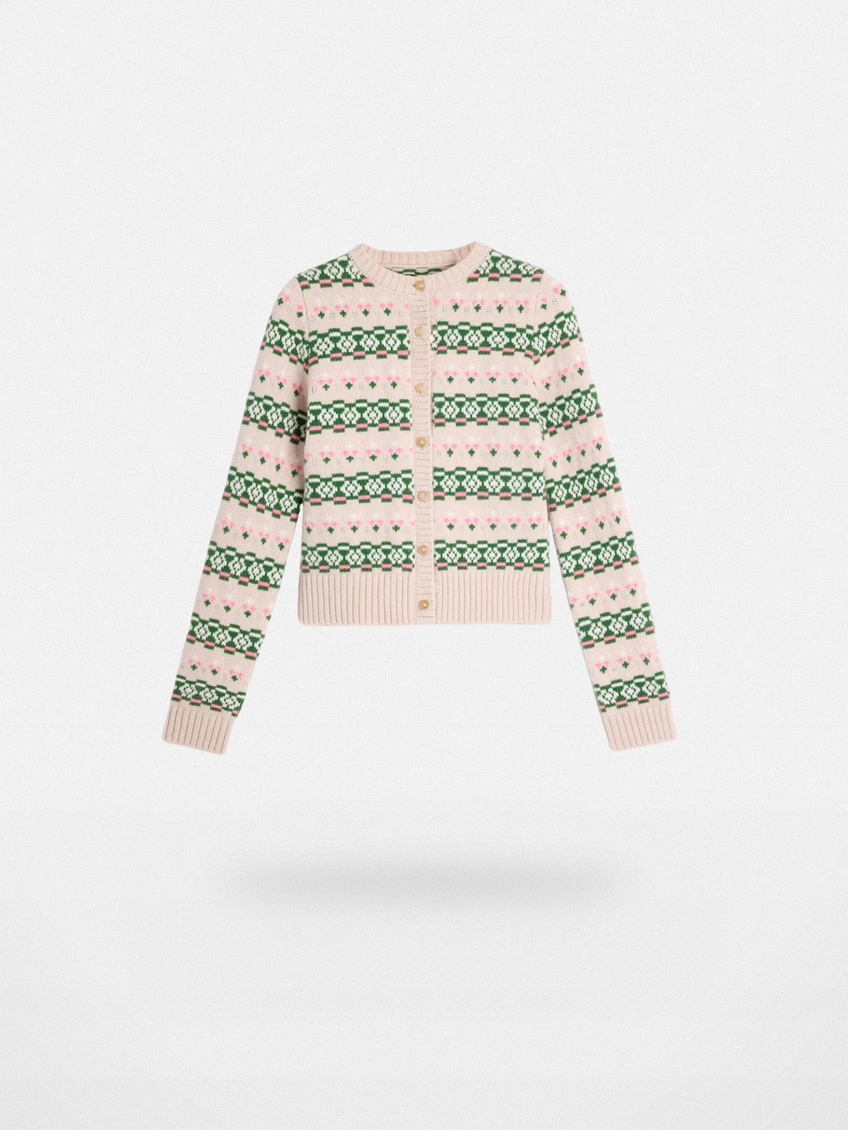 alright then 100 Wool Jacquard Cardigan in Beige