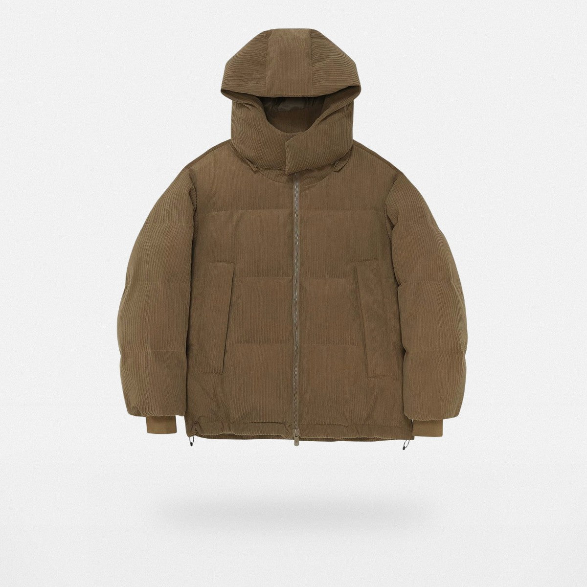 NANS Corduroy Texture Down Puffer Jacket in Beige