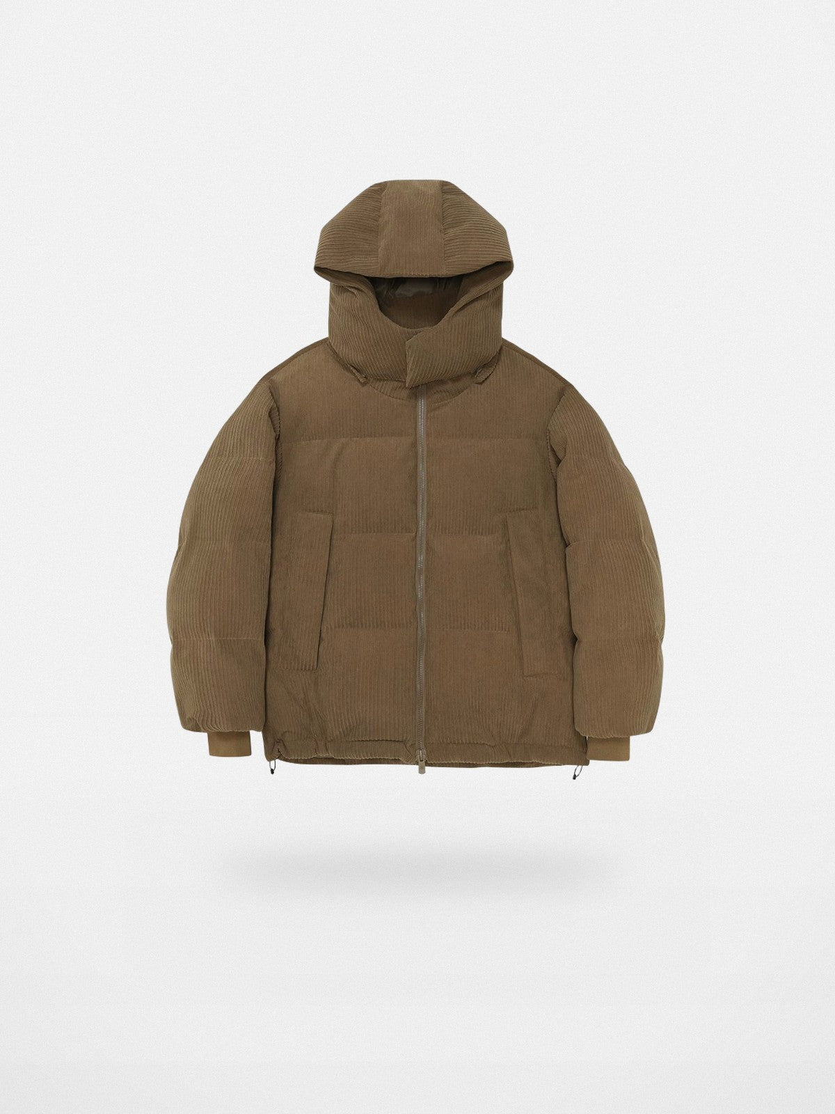 NANS Corduroy Texture Down Puffer Jacket in Beige